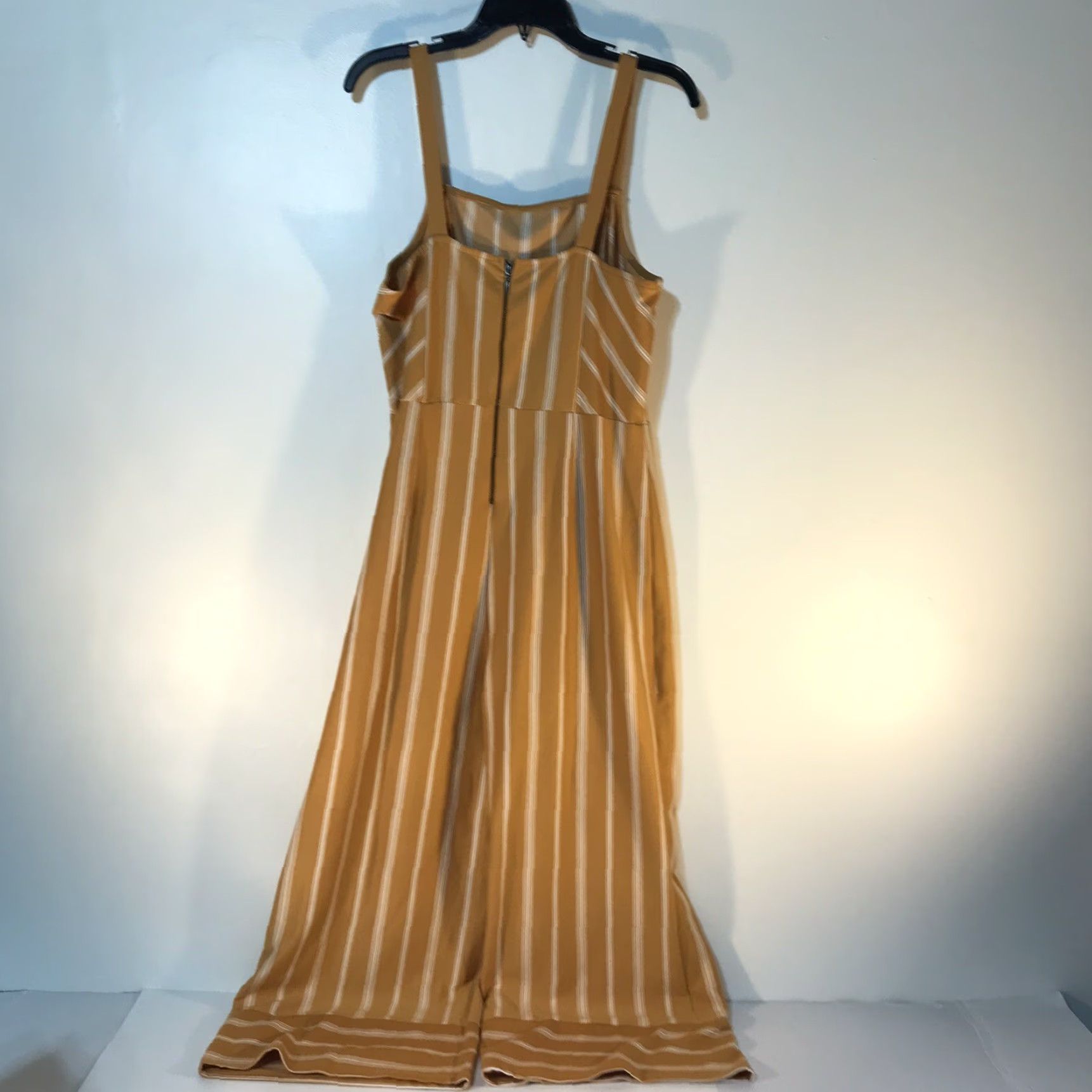 Vintage XHILARATION Gold White Striped Wide Leg Romper Womens Size L Strappy Sleeve Square Neck Casual Spring Summer Size 36" / US 14 / IT 50 - 2 Thumbnail
