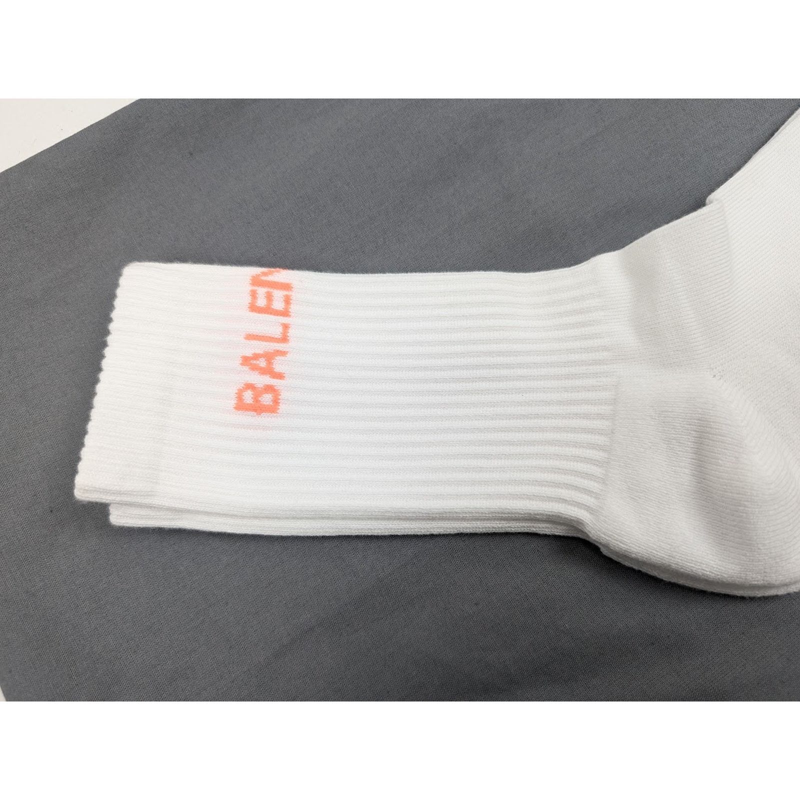 Balenciaga o1rshd1 Size: S / Tennis Cotton Socks in White/Orange Size ONE SIZE - 3 Thumbnail