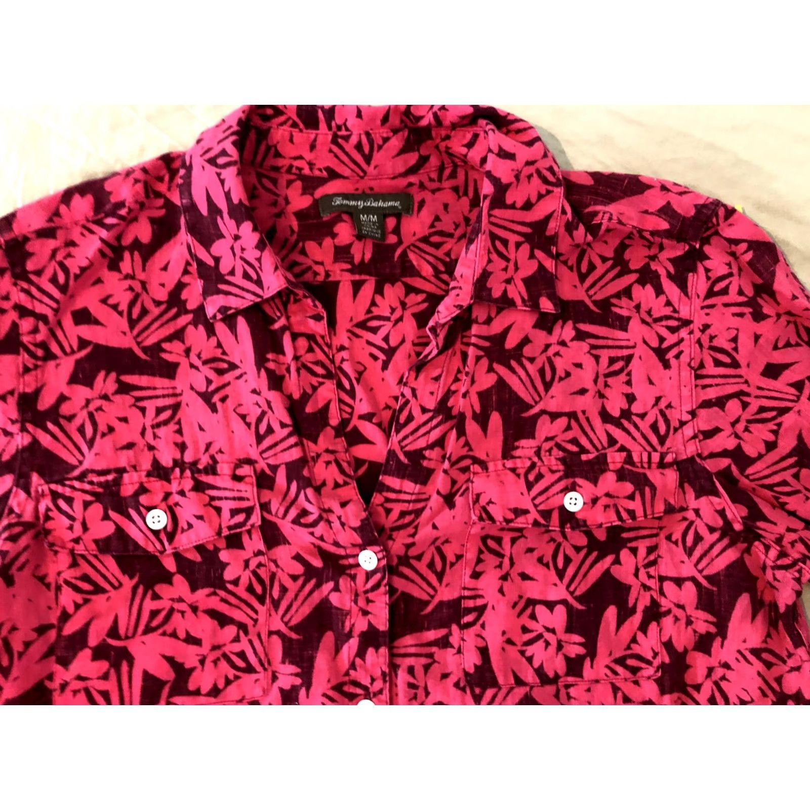Tommy Bahama VINTAGE Womens Tommy Bahama Linen Dress Shirt M Medium Red Button Blouse Size M / US 6-8 / IT 42-44 - 2 Thumbnail