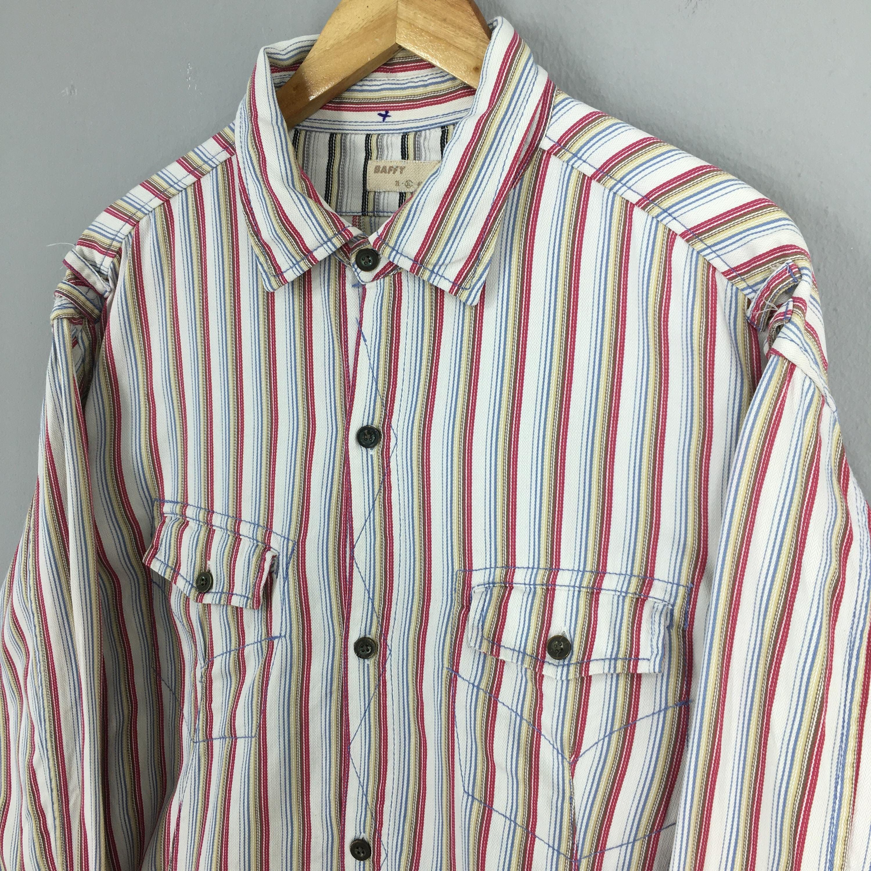 Flannel × Vintage Vintage Baffy Vertical Stripes Flannel Shirt XLarge Size US XL / EU 56 / 4 - 3 Thumbnail