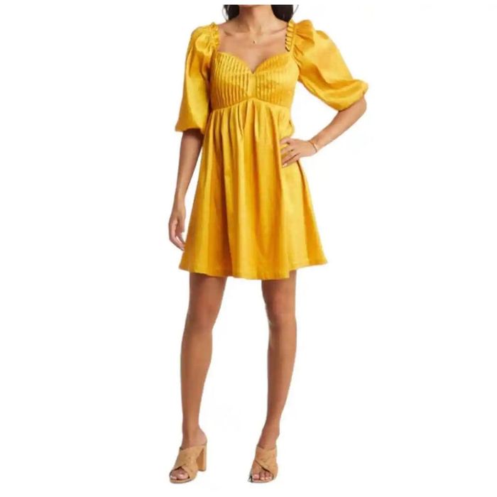 Unlisted Vici Collection Babydoll Dress Yellow Mini Half Sleeve S New ...