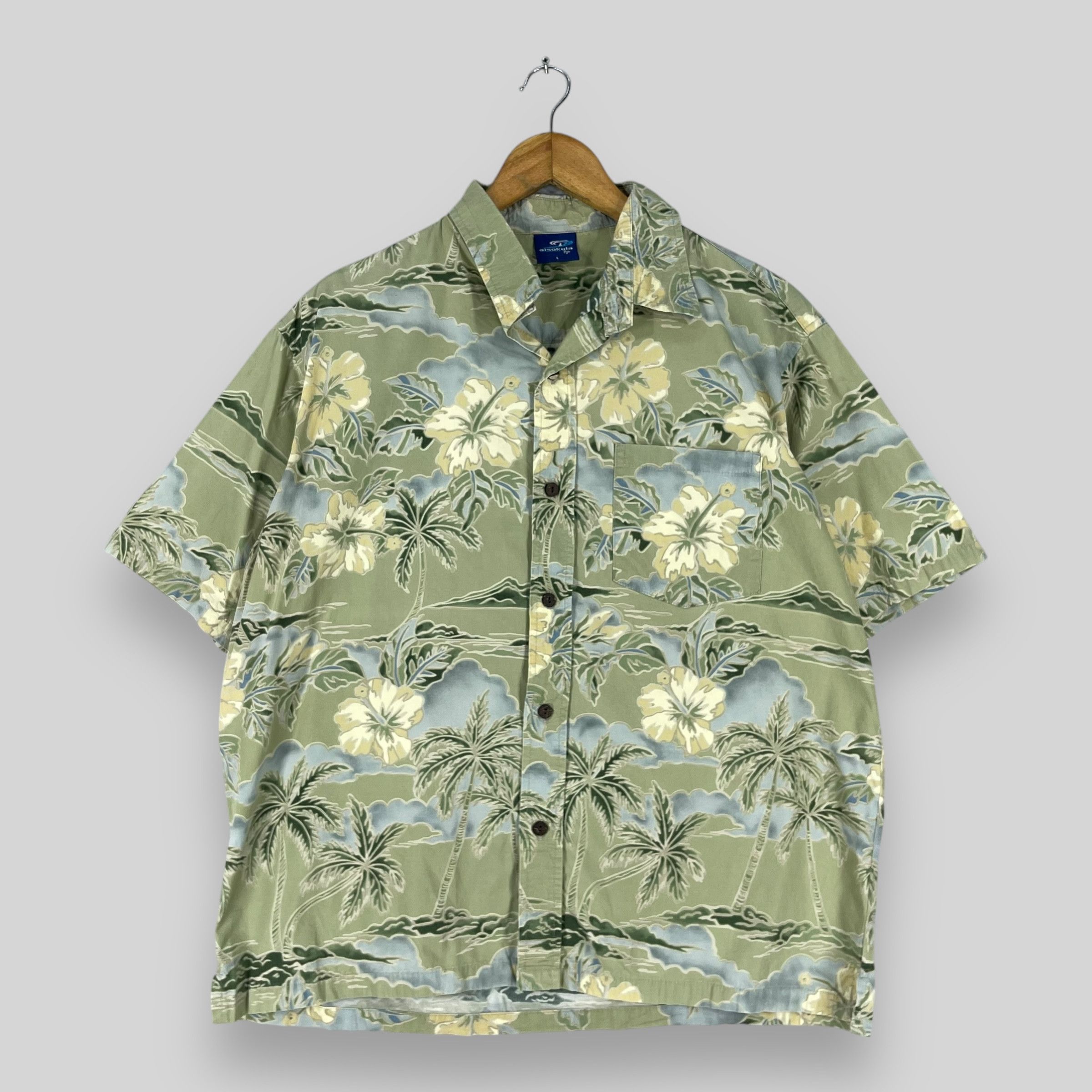 Japanese Brand Vintage Hawaiian Coconut Tree Hibiscus Flower Aloha Shirt Size US L / EU 52-54 / 3 - 1 Thumbnail
