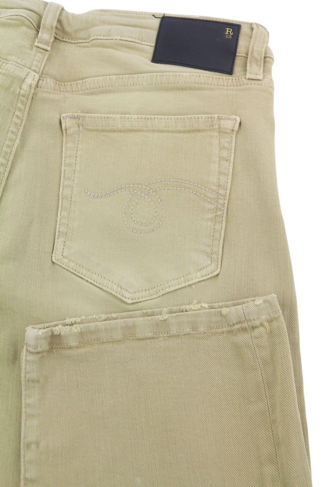 R13 BOY STRAIGHT 28 Khaki Stretchy Faded Ankle Casual 86300 Size 28" / US 6 / IT 42 - 6 Thumbnail