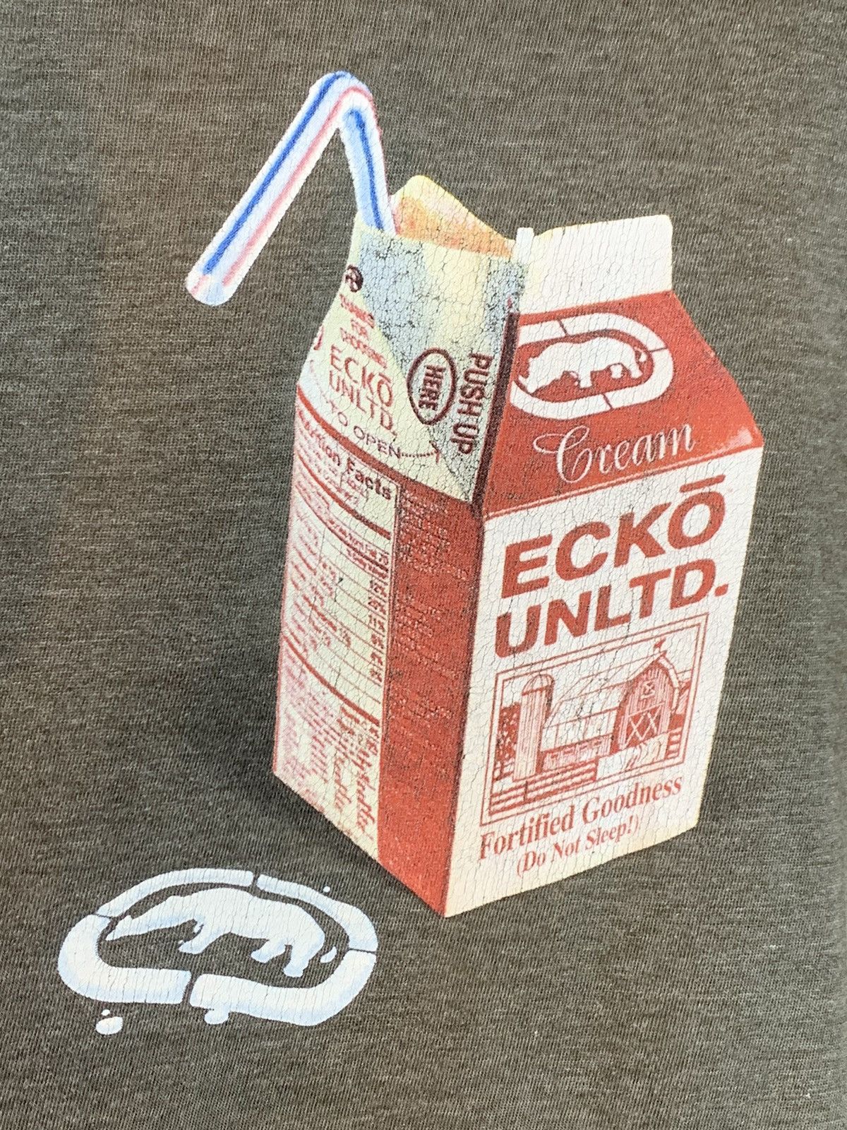 Ecko Unltd. *RARE* Vintage Ecko Unltd. Cream Carton Straw Art T-Shirt Size US XL / EU 56 / 4 - 3 Thumbnail