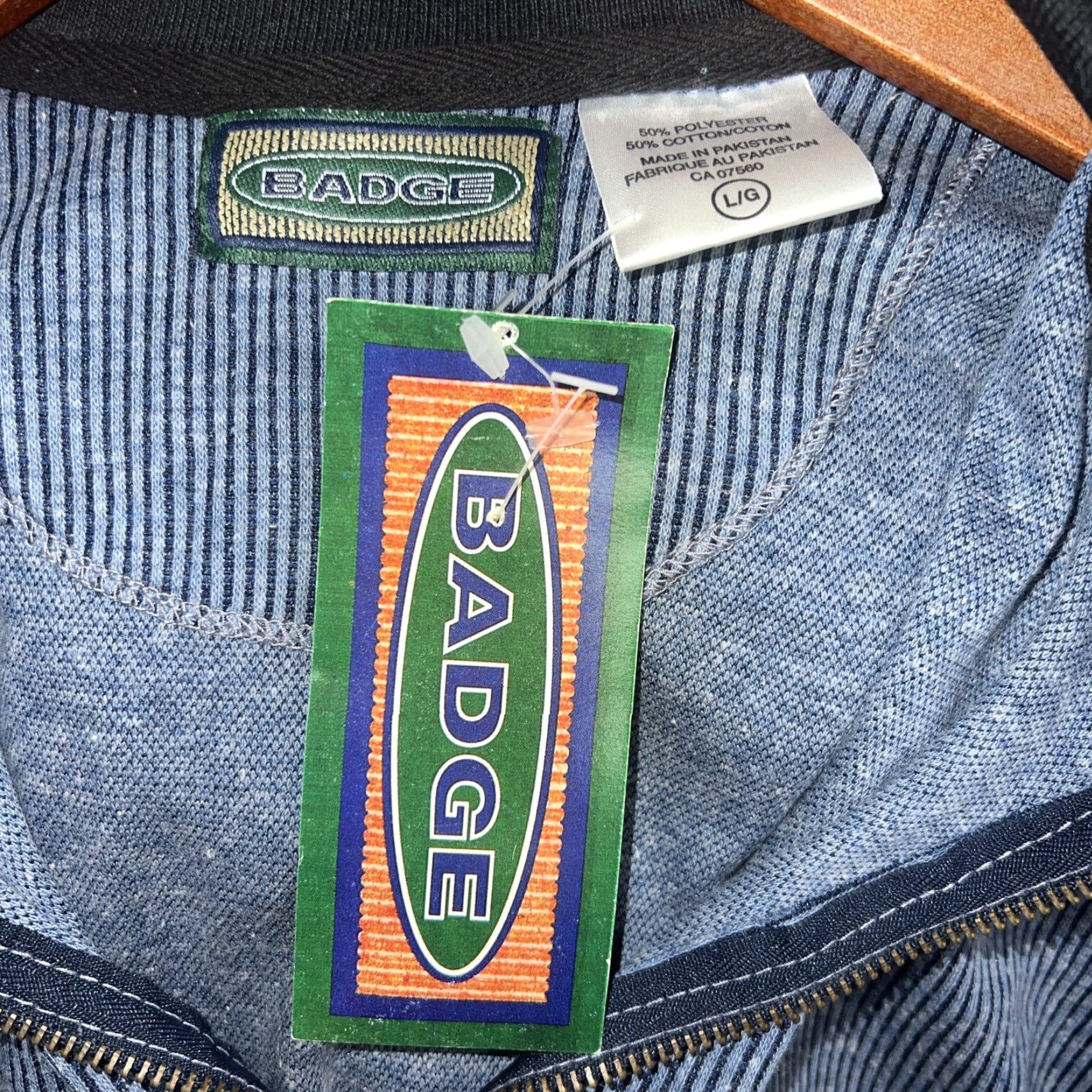 Vintage VINTAGE NWT BADGE Half Zip Blue Striped Pullover Mens Size L Size US L / EU 52-54 / 3 - 5 Thumbnail