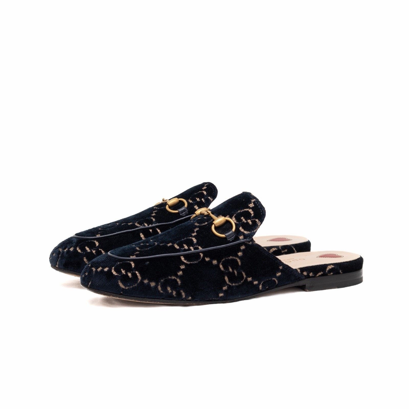 Gucci Gucci Princetown GG Monogram Blue Velvet Horsebit Mule Navy Size US 7 / IT 37 - 2 Thumbnail