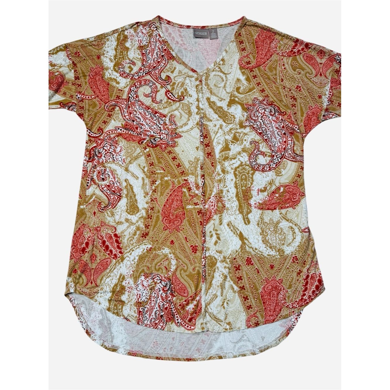 Chicos Chico's Paisley V-Neck Long-Sleeve Tunic Top Size 2 US L Size L / US 10 / IT 46 - 4 Thumbnail