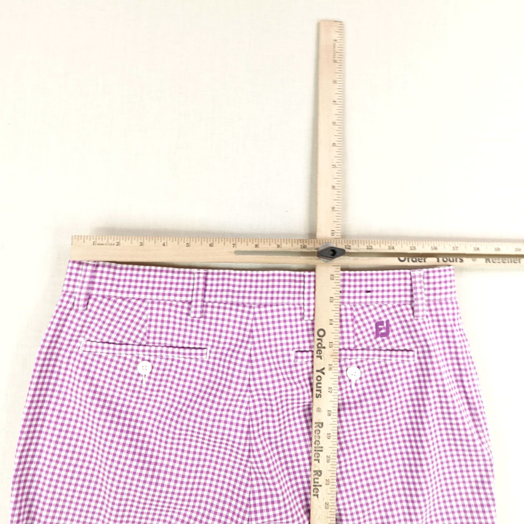 Footjoy Footjoy Shorts Mens 34 Purple White Gingham Check Chino Performance Flex Golf Size US 34 / EU 50 - 7 Thumbnail