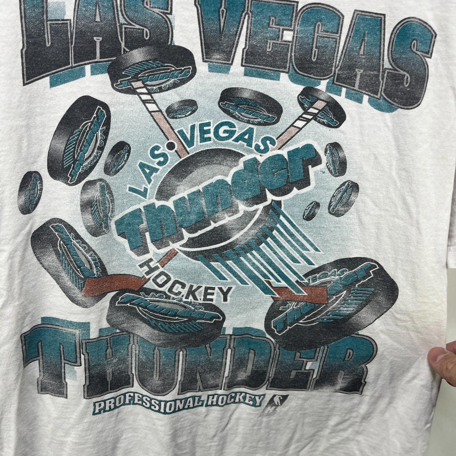 Jerzees Vintage Las Vegas Thunder Hockey T-Shirt XL Single Stitch Size US XL / EU 56 / 4 - 3 Thumbnail