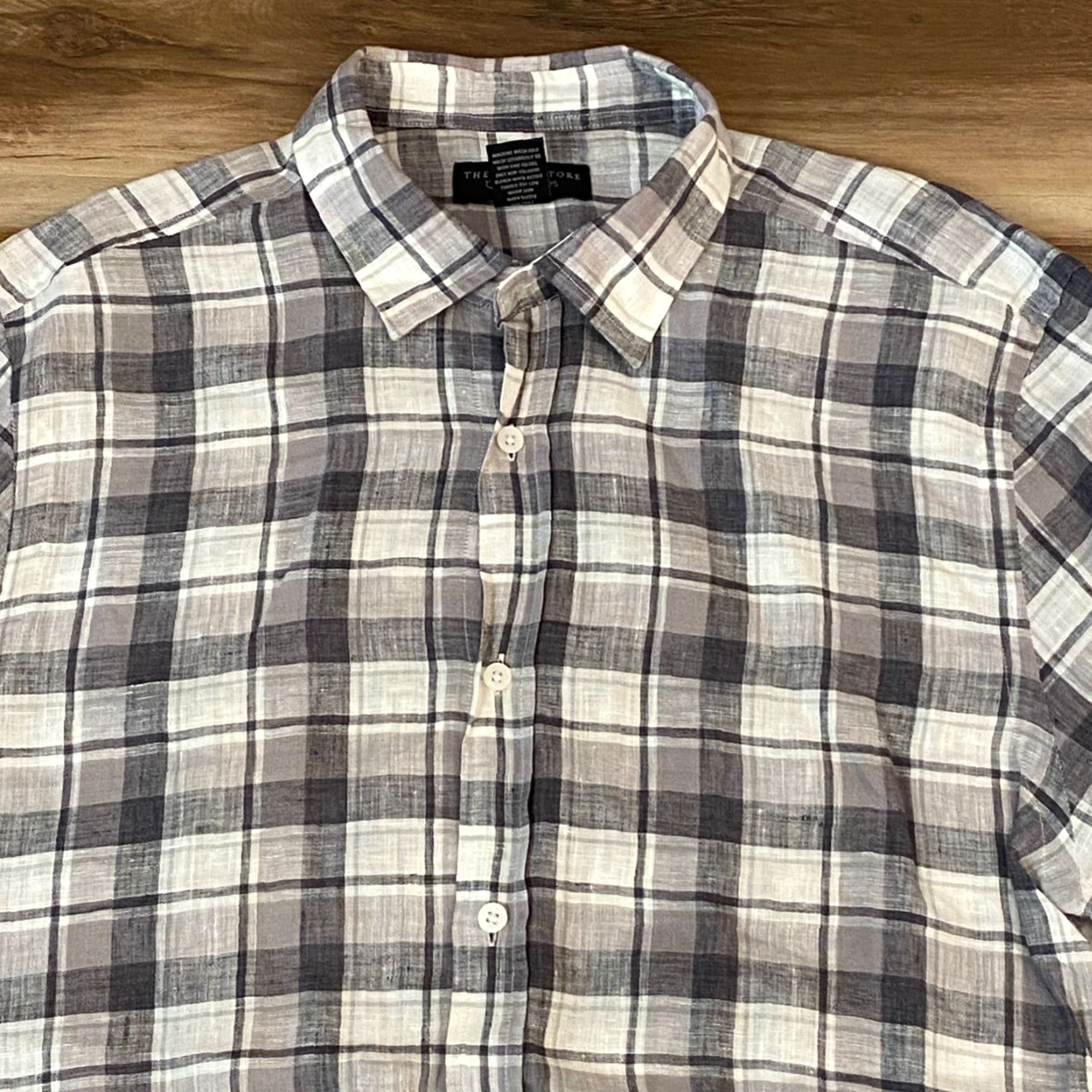 Bloomingdale's Bloomingdale's Shirt Mens Large 100% Linen Gray Plaid Long Sleeve Button Up Size US L / EU 52-54 / 3 - 2 Thumbnail