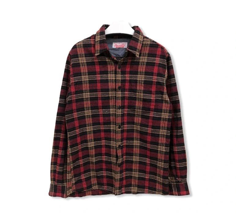 image of Marsala Plaid Tartan Flannel Shirt, Men's (Size Small)