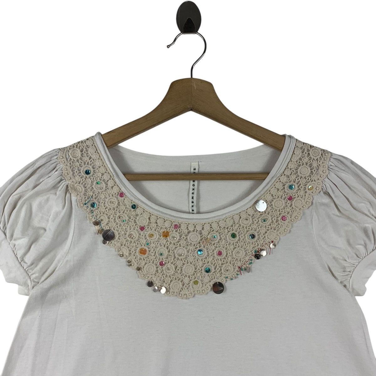Designer × Issey Miyake × Sunao Kuwahara SUNAOKUWAHARA lace design women tee Size M / US 6-8 / IT 42-44 - 2 Thumbnail