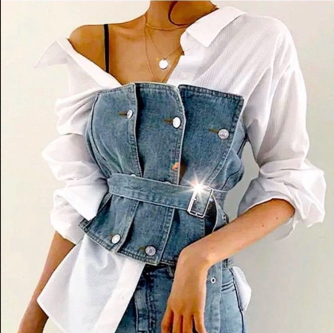 Designer × Other NWT, Lavishly Paris Luxury Double Breasted Denim Corset Size M / US 6-8 / IT 42-44 - 1 Thumbnail