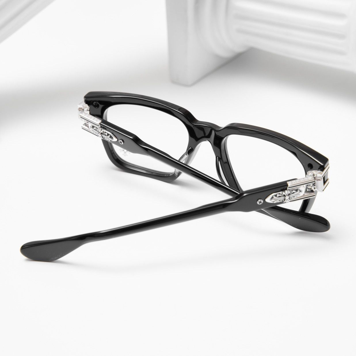 Chrome Hearts CHROME HEARTS BULGE BLACK SHINY SILVER GLASSES Size ONE SIZE - 7 Thumbnail