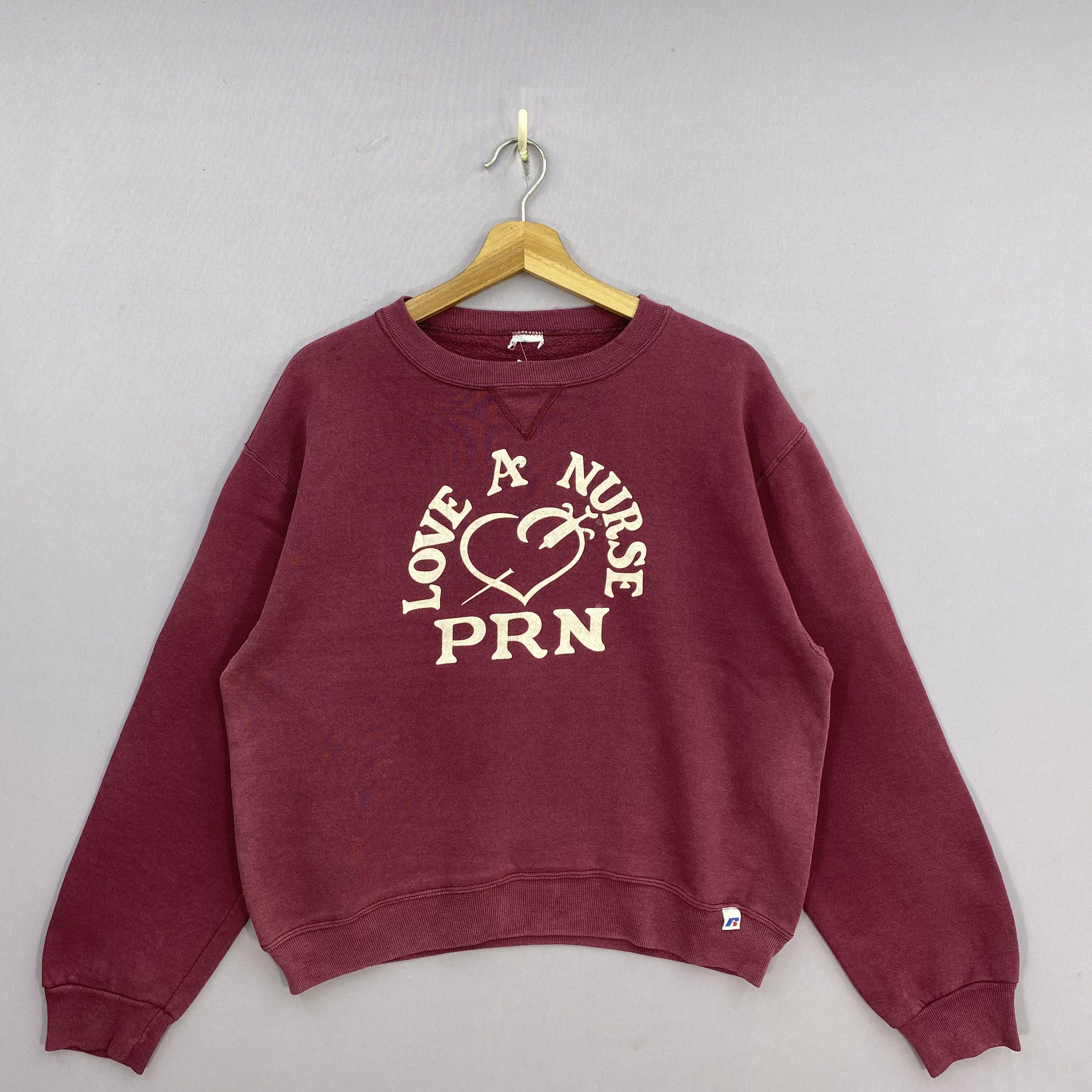 Vintage Vintage 90s Russell Athletic Sweater Love Nurse Jumper Size US M / EU 48-50 / 2 - 2 Thumbnail