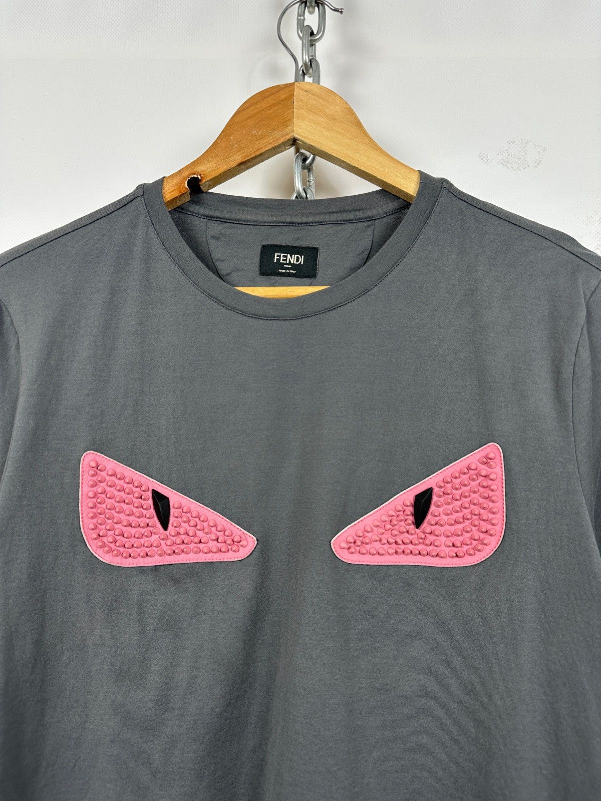Fendi Fendi Monster Eyes Studded Gray T-Shirt Size US M / EU 48-50 / 2 - 6 Thumbnail