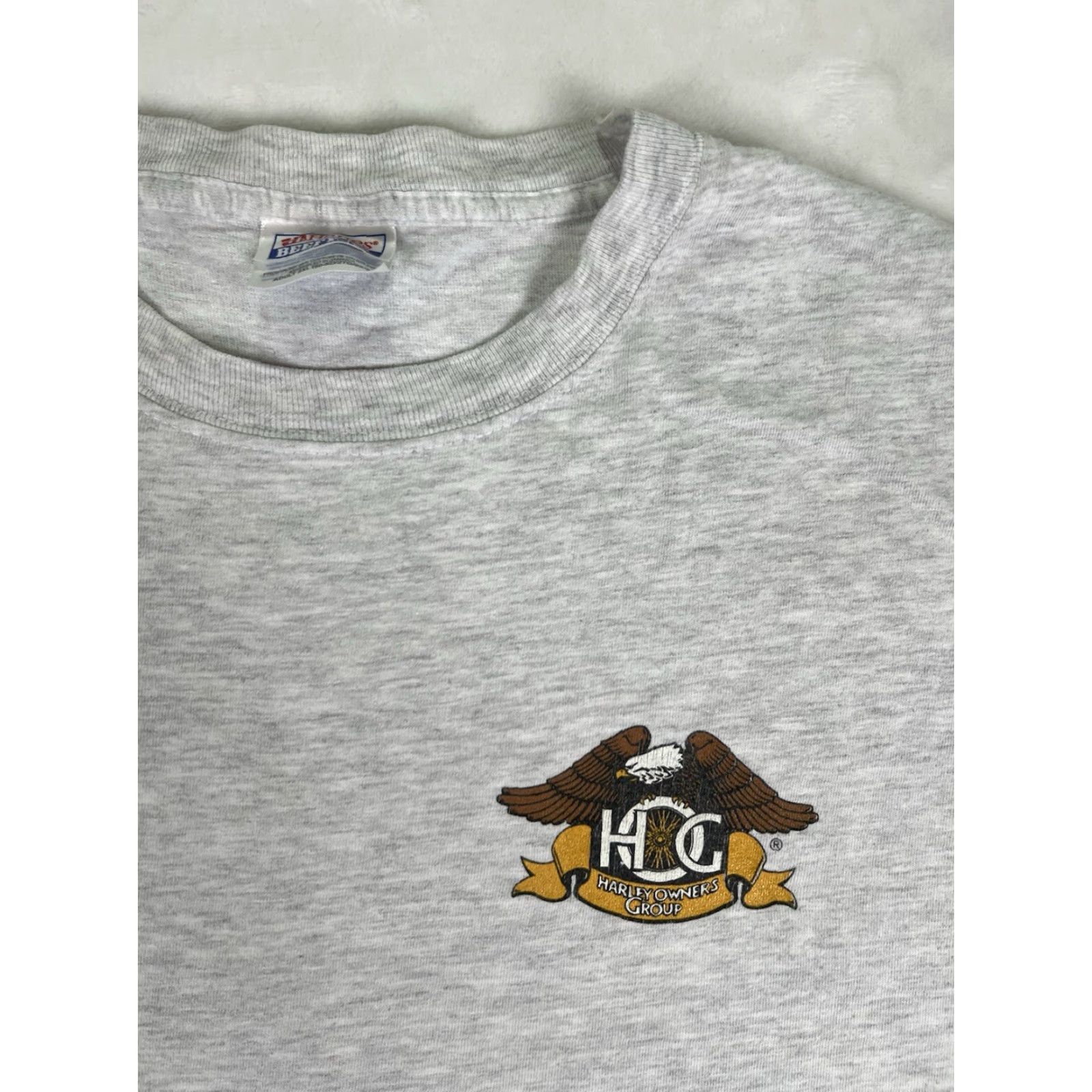 Hanes VINTAGE Harley Owners Club T-Shirt Visalia California Chapter Biker 2XL Gray Men's Short Sleeve T-Shirt 90s California Biker Motorcycle Hanes Mens Size US XXL / EU 58 / 5 - 3 Thumbnail