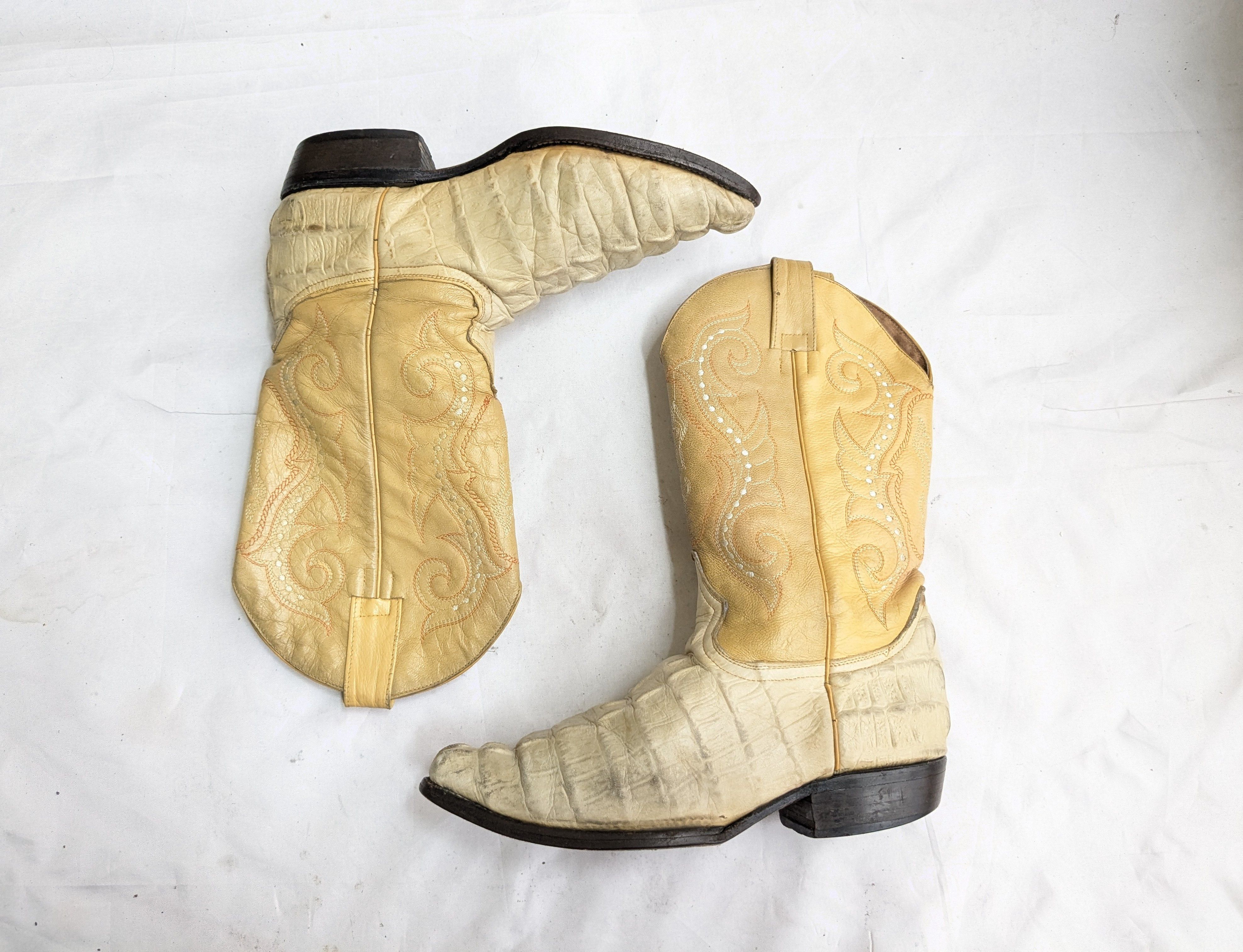 Other Vintage Cowboy Boots Yellow Crocodile Leather 9 Size US 9 / EU 42 - 1 Thumbnail