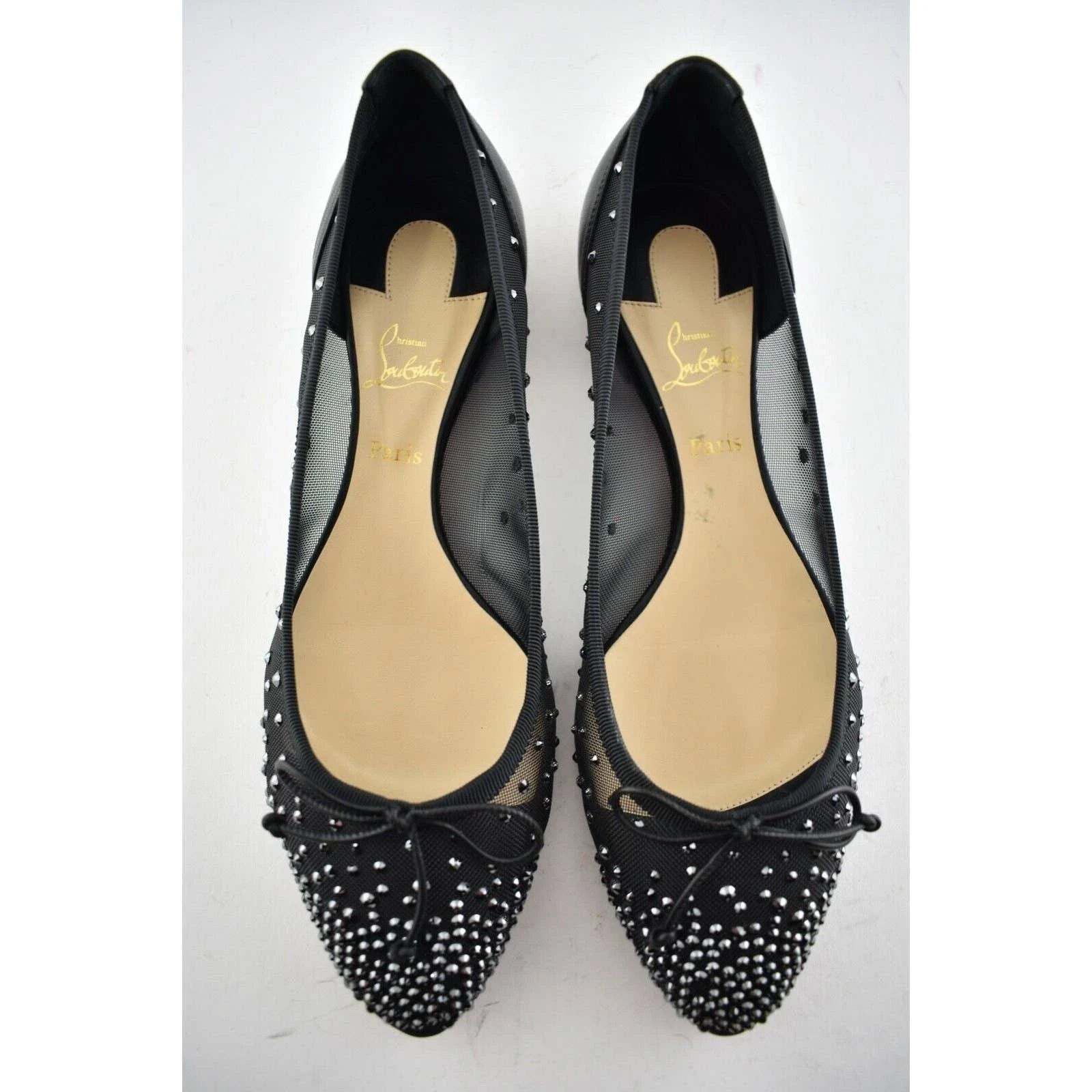 Christian Louboutin Christian Louboutin Patio Black Leather Strass Crystal Size US 6 / IT 36 - 8 Thumbnail