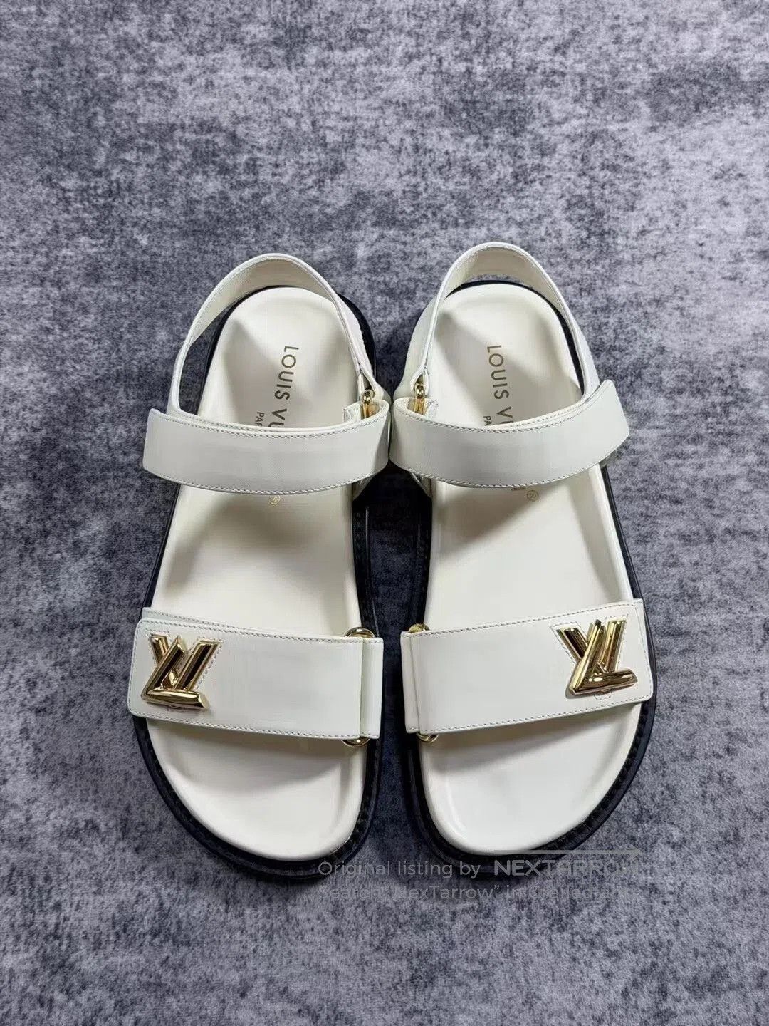 Louis Vuitton Louis Vuitton White Gold Logo Velcro Sandals. Size US 6 / IT 36 - 2 Thumbnail