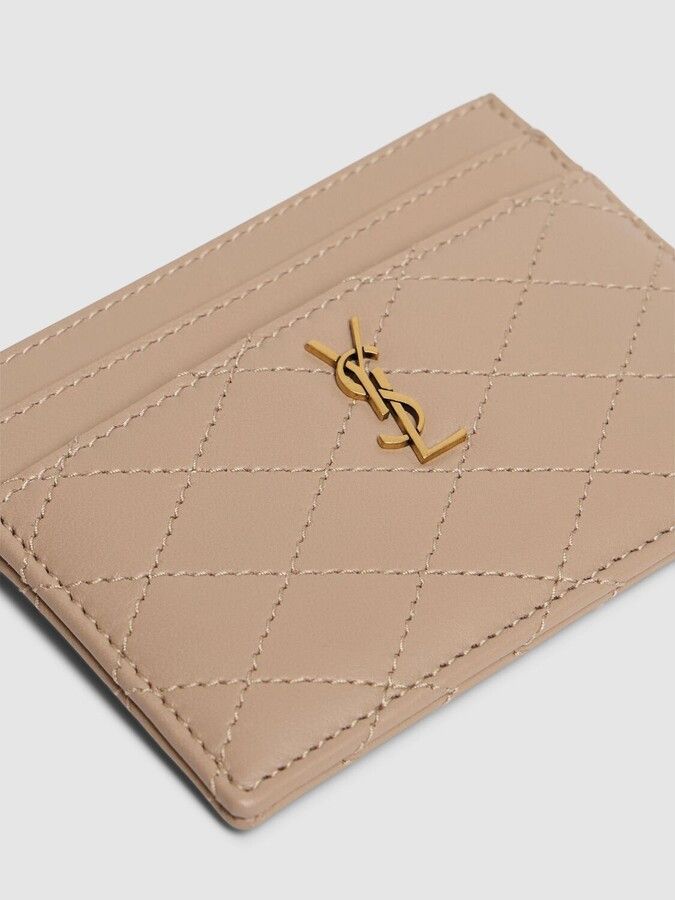 Saint Laurent Paris o1b1hav110125 Size: OS / Gaby Card Case Lambskin in Beige Size ONE SIZE - 2 Thumbnail