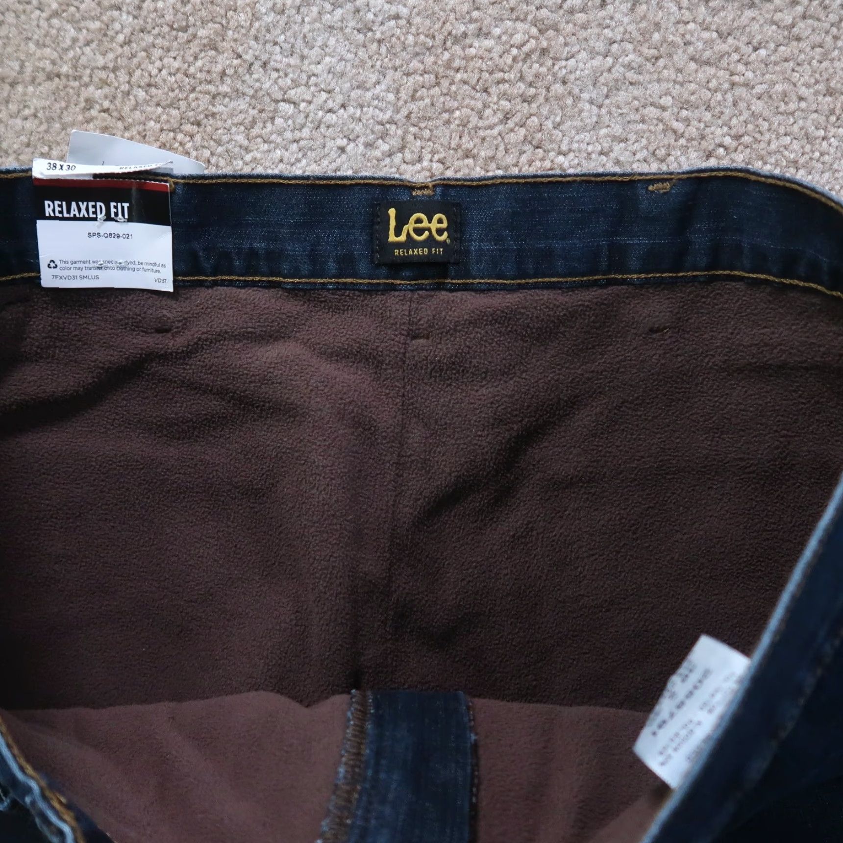 Lee Lee Premium Classic Jeans Relaxed Fit Fleece Lined Straight Leg Men's 38x30 Black Quartz Denim Blue Portal Size US 38 / EU 54 - 6 Thumbnail