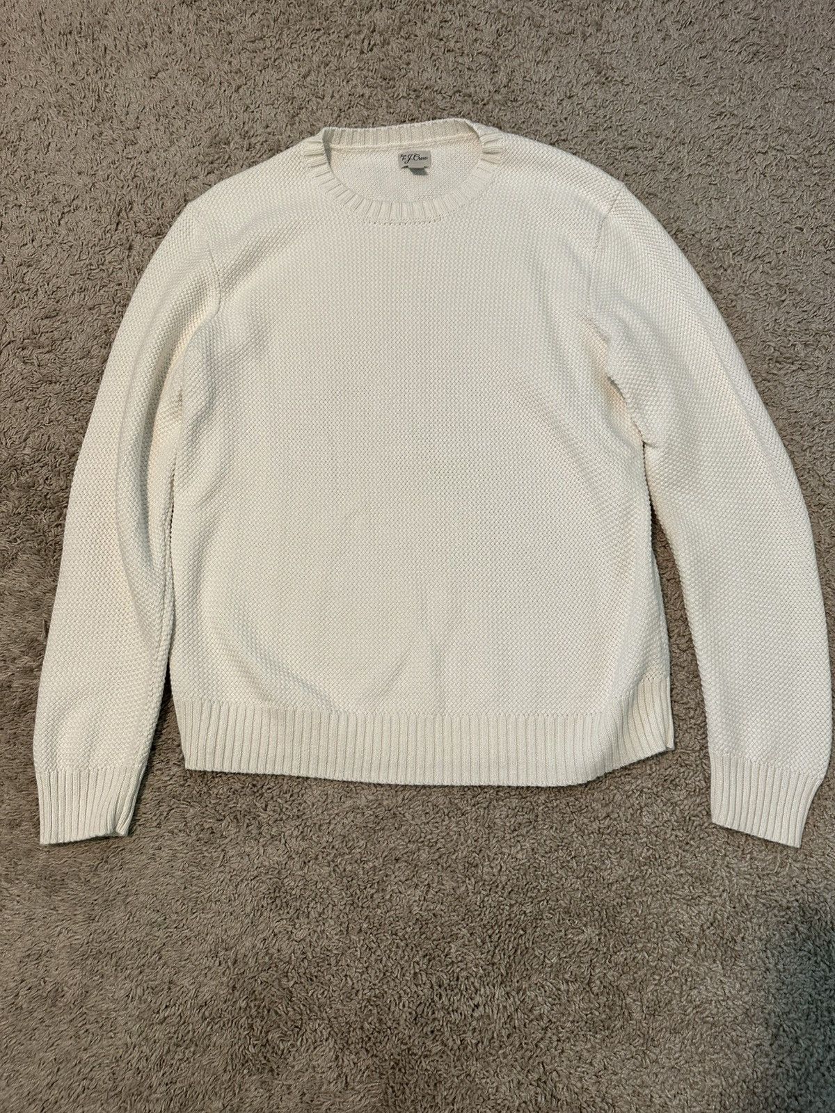 J.Crew Basket stitch cotton crewneck sweater Size US L / EU 52-54 / 3 - 1 Thumbnail