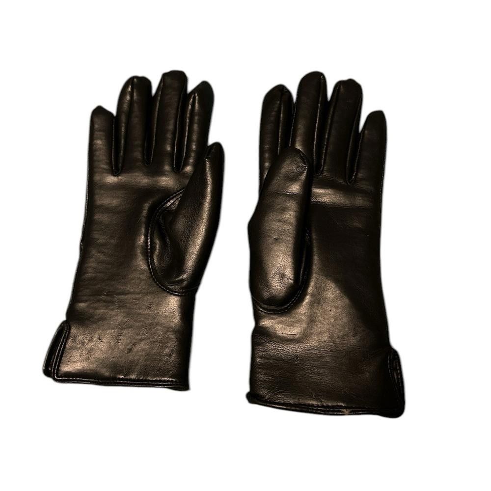 Designer Women's Black Leather Gloves Size ONE SIZE - 4 Thumbnail