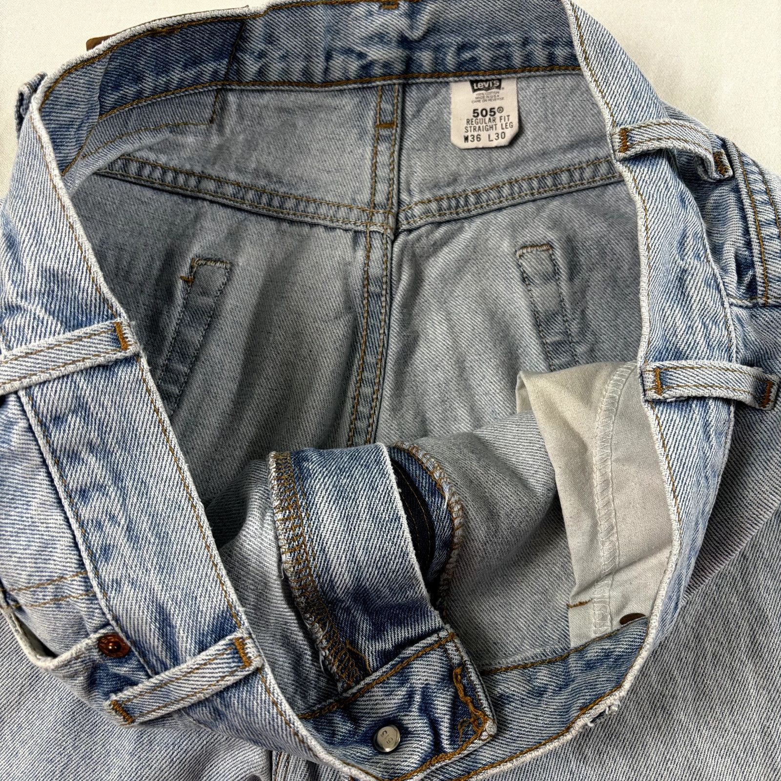 Levi's Levi's 505 Men's Sz 36x30 Blue Regular Fit Straight Leg 100% Size US 36 / EU 52 - 6 Thumbnail
