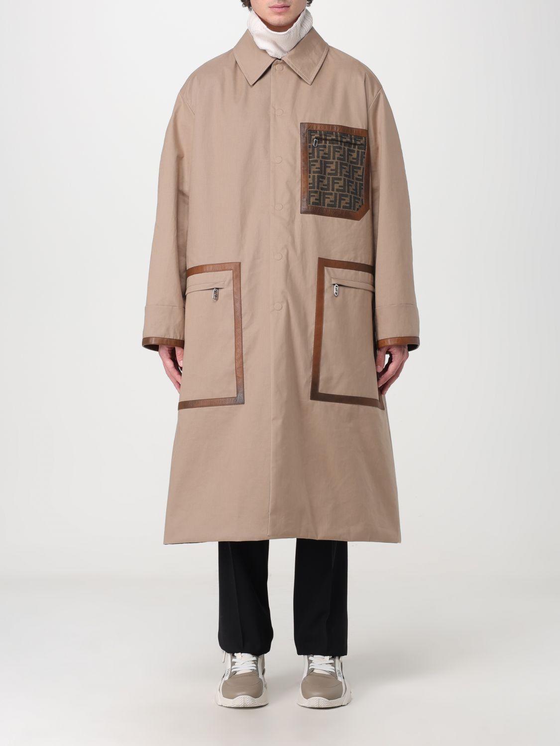 Image of Fendi Trench Coat Men Tobacco (Size Small)