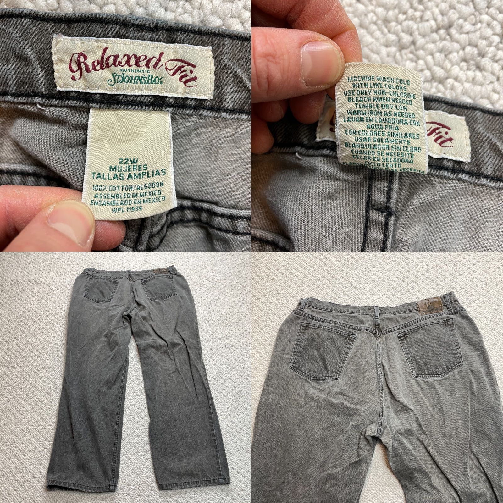 Vintage St John's Bay Jeans Womens 22 W Gray Denim Straight Relaxed High Rise 39x30 Pant Size 40" / US 18 - 8 Thumbnail