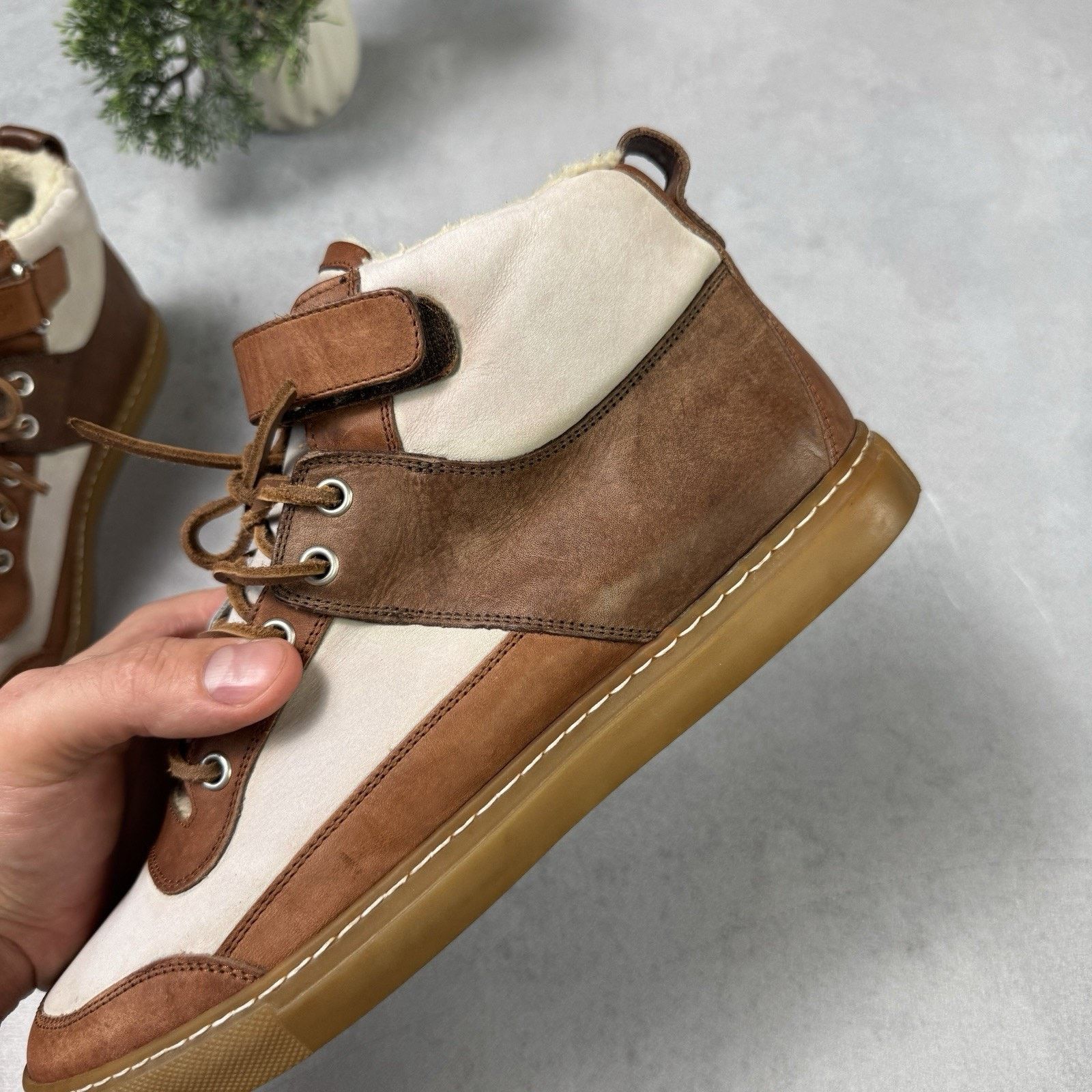 Dsquared2 Dsquared2 Men High Sneakers With Fur Brown Size EU 41 US 8 Size US 8 / EU 41 - 18 Thumbnail