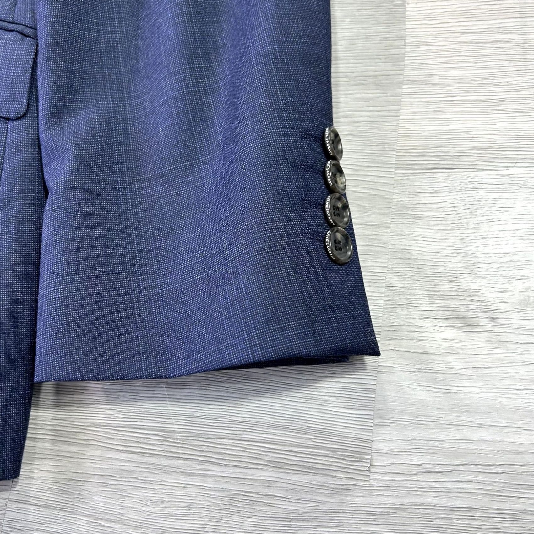 Vintage Peter Jackson Suit Jacket Mens 40 Short Blue Wool Two-Button Notch Lapel 2 Piece Formal Wedding Business Short Sleeve 4-Button Cuffs Size US 40 / EU 56 - 7 Thumbnail
