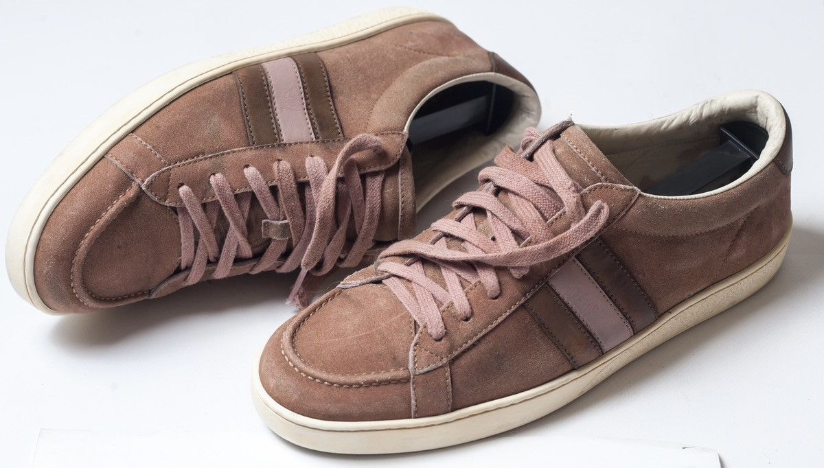 image of Gucci Womens Pink Beige Suede Leather Sneakers Size 40