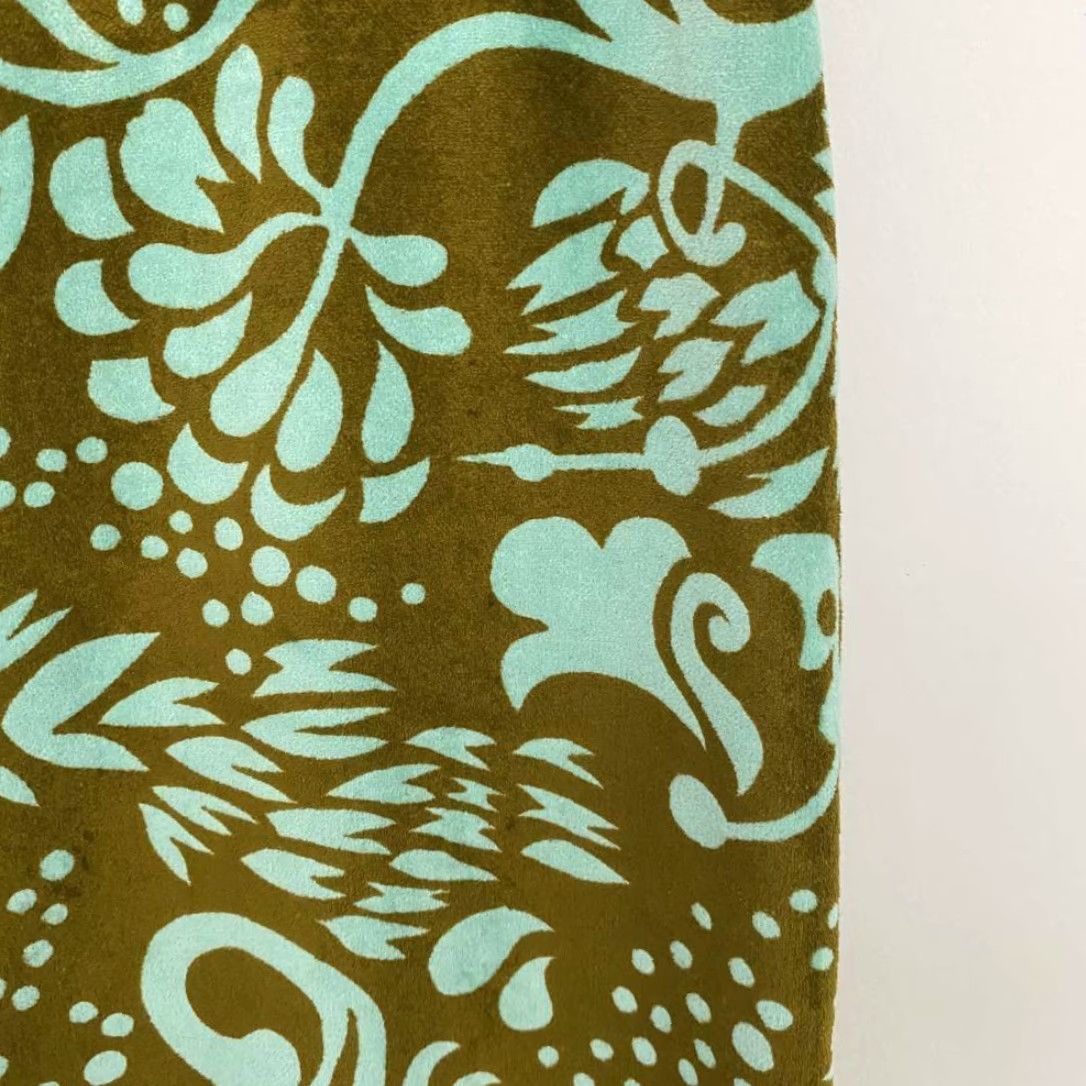 Vintage LulaKate Womens Green Blue Paisley Straight Leg Pants 100% Cotton Size 6 High Waist Flat Front Lined Size 28" / US 6 / IT 42 - 5 Thumbnail