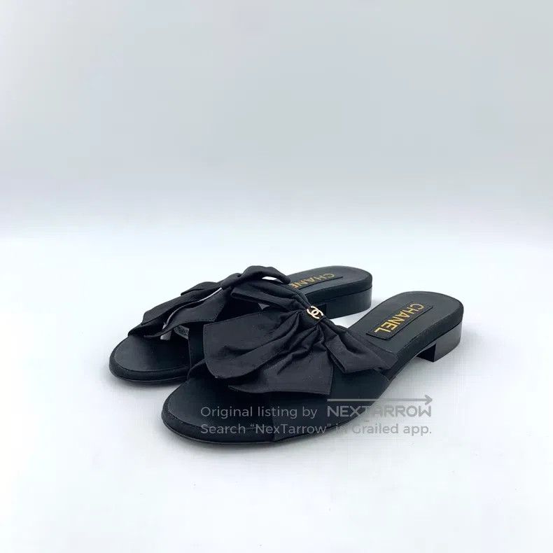 Chanel Chanel 24A black logo bow casual flat slippers Size US 5.5 / IT 35.5 - 1 Thumbnail