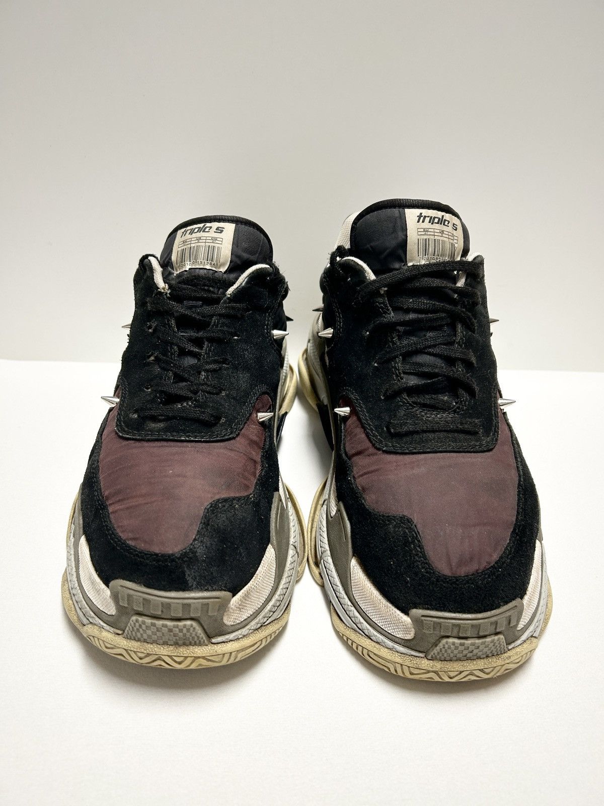 Balenciaga 2017 Burgundy Spiked Triple S Sneaker Size US 8 / EU 41 - 3 Thumbnail