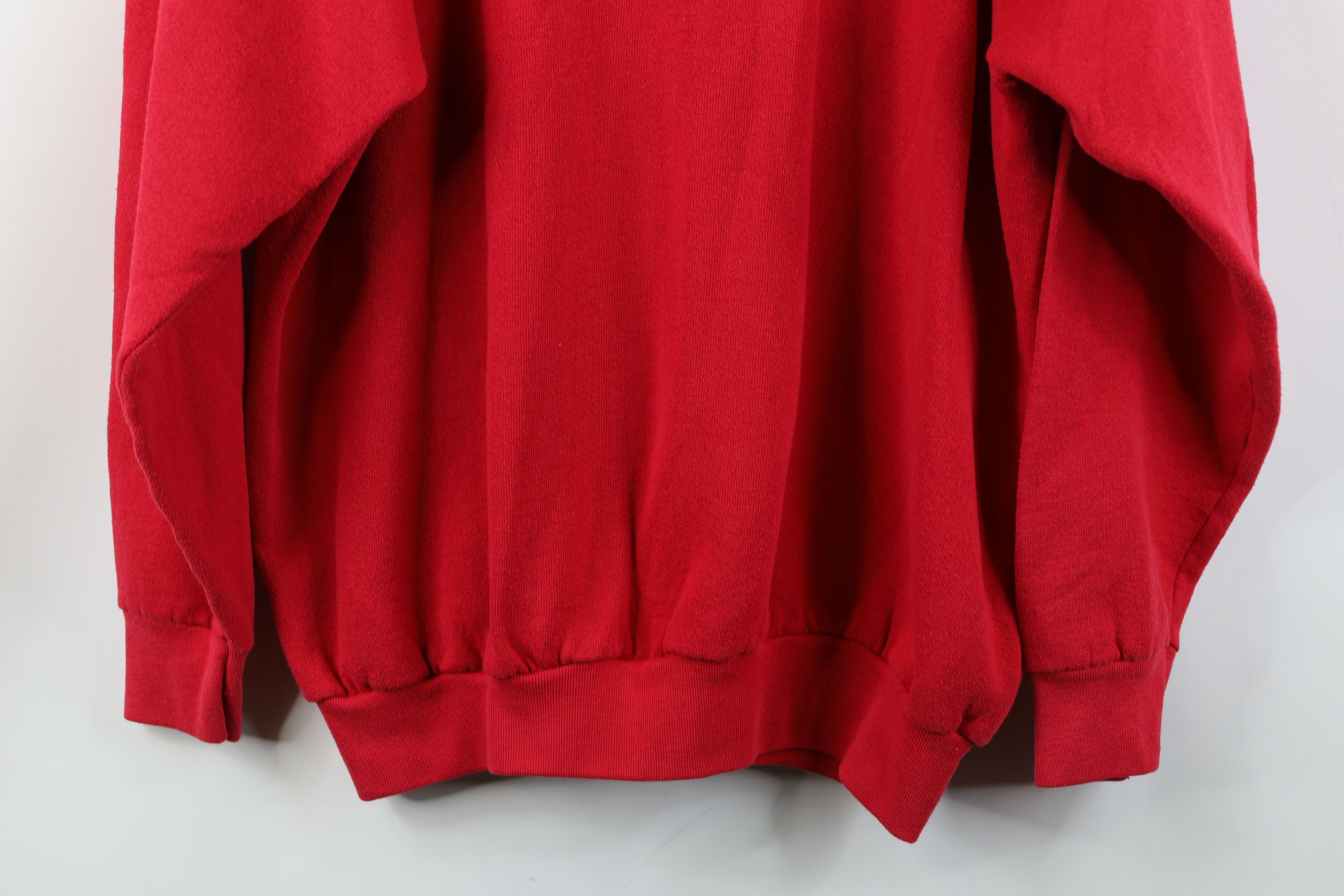 Vintage Vintage 90s Streetwear Faded Blank Crewneck Sweatshirt Red Size XL / US 12-14 / IT 48-50 - 10 Thumbnail