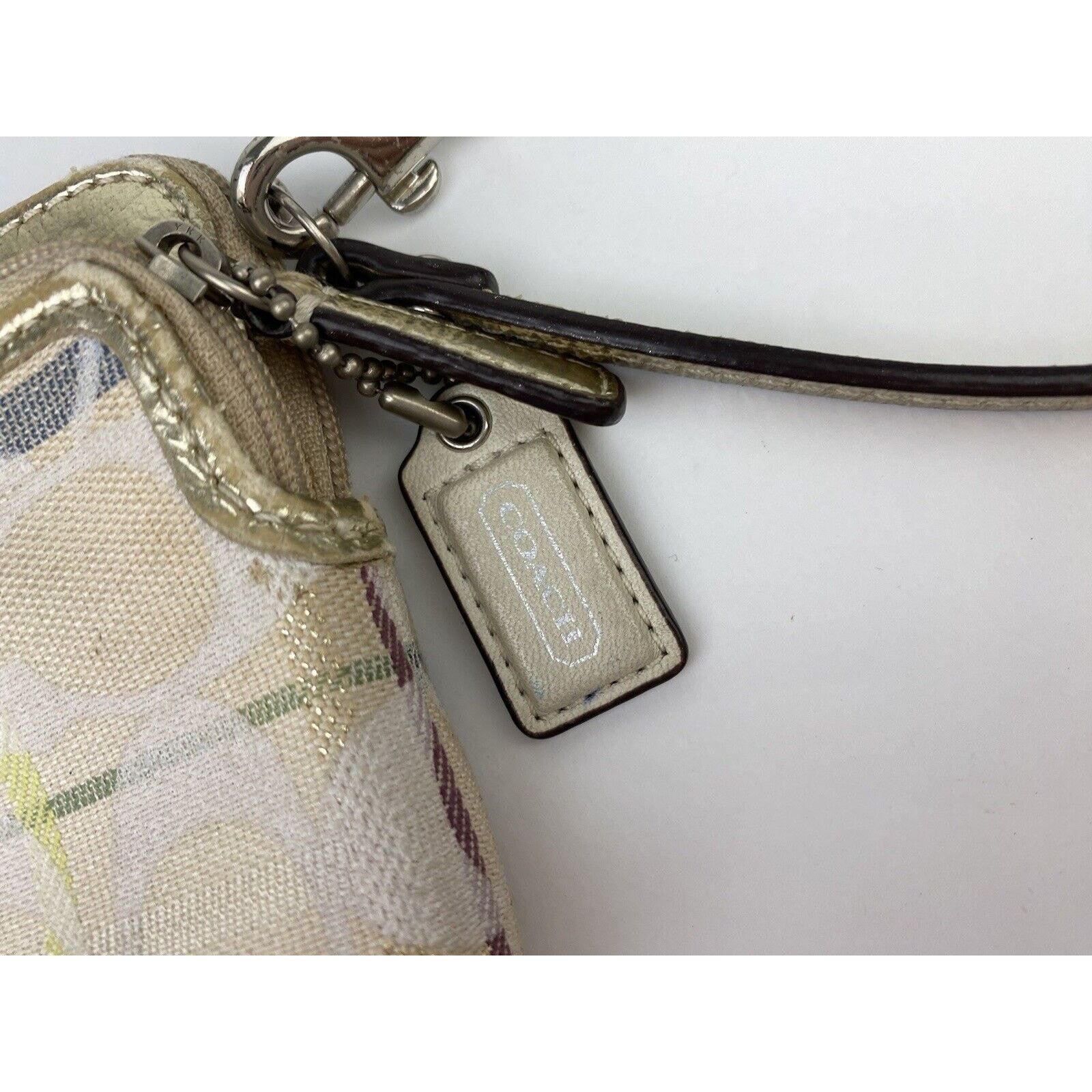 Coach VTG Coach Poppy Tan Tartan Plaid Purse Wristlet Metallic Size ONE SIZE - 5 Thumbnail