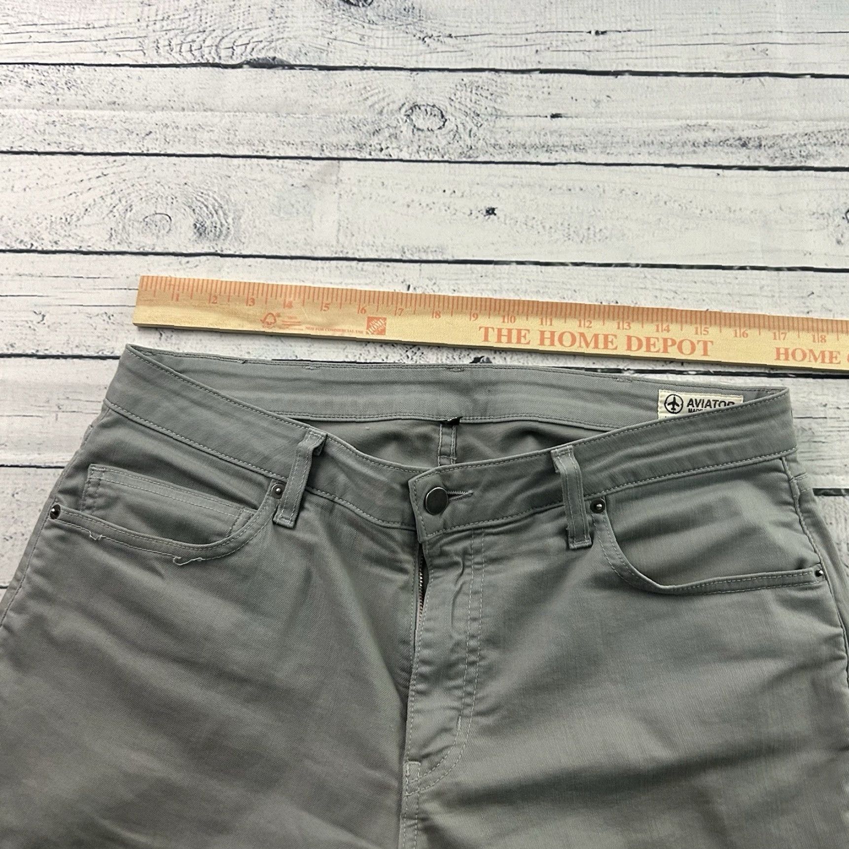 Vintage Aviator Slim Leg 5-Pocket Pants Men 34x30 Gray Stretch Casual Pants Mens Size US 34 / EU 50 - 5 Thumbnail