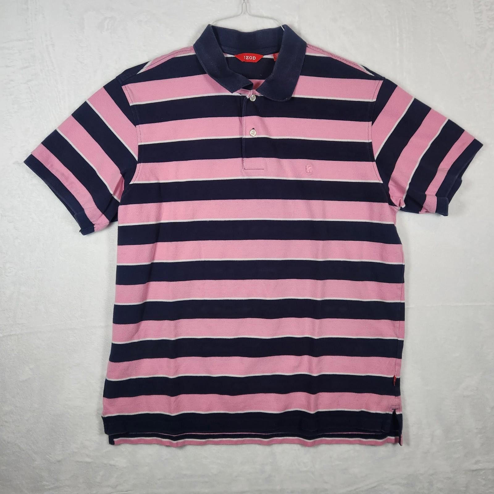 Izod Izod Striped Polo Shirt Pink Blue Mens Size Large Size US L / EU 52-54 / 3 - 1 Thumbnail