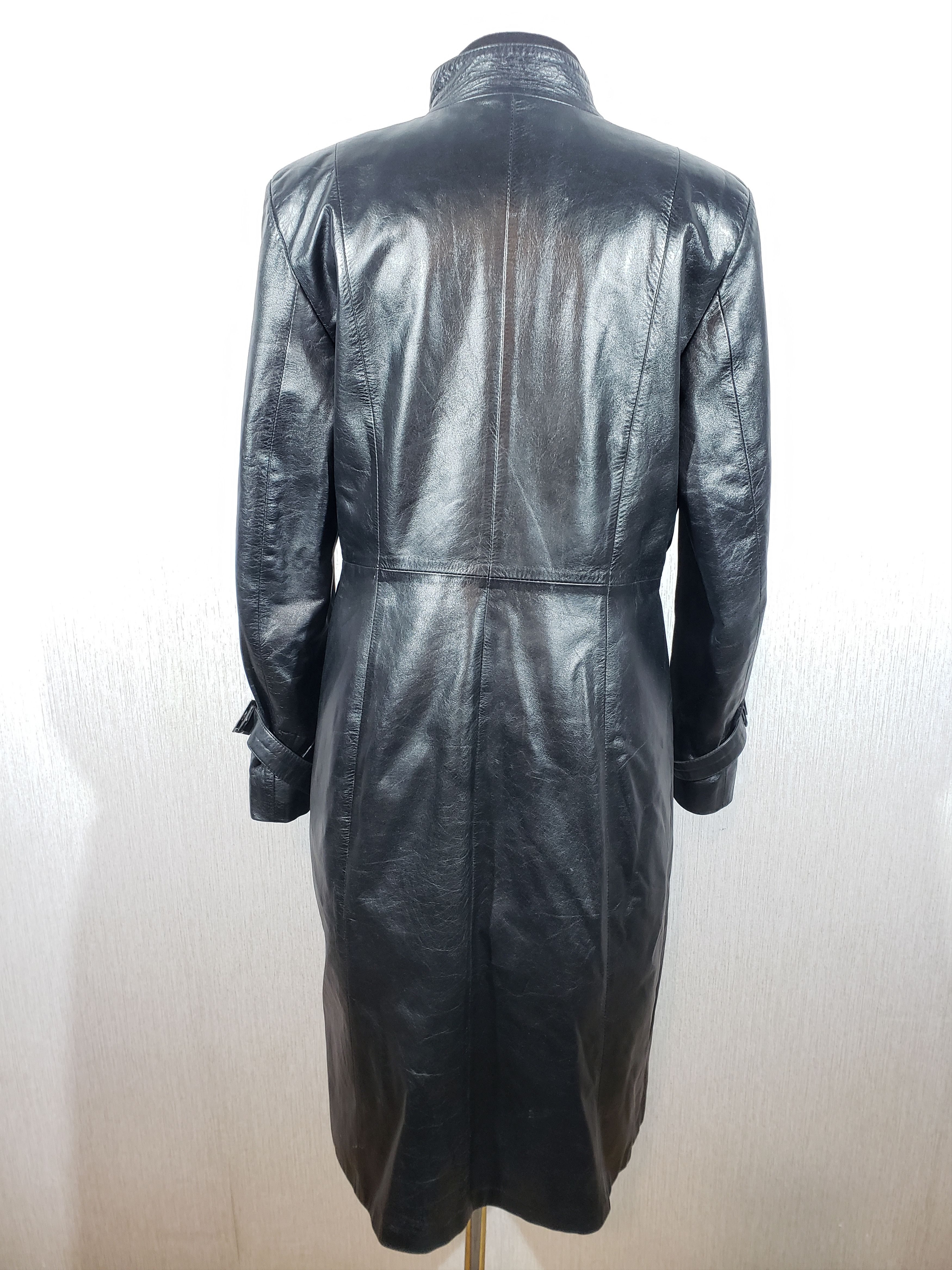 Other Women's black leather long jacket. Size XL / US 12-14 / IT 48-50 - 4 Thumbnail