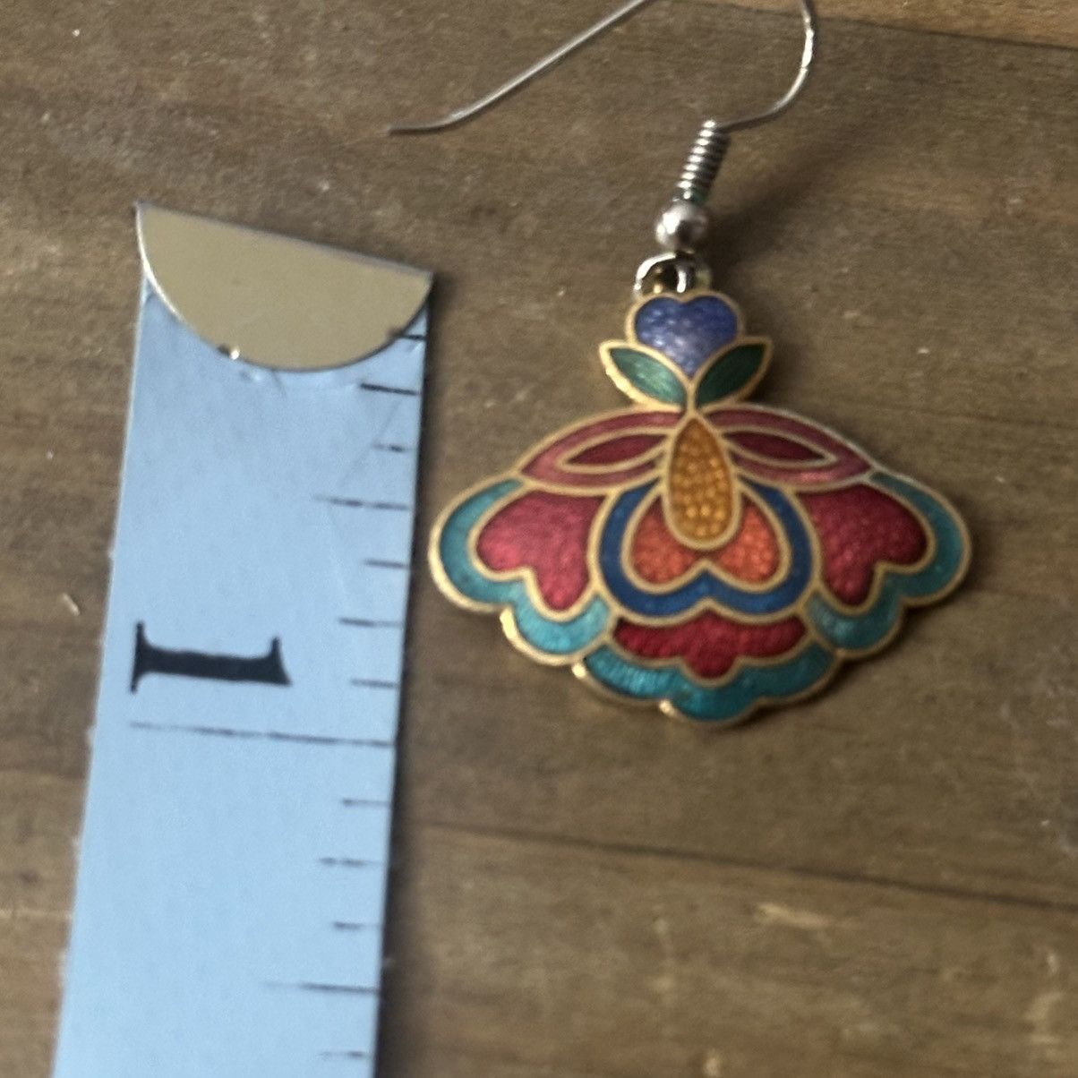 Vintage Vintage floral cloisonné dangle hook earrings Size ONE SIZE - 4 Thumbnail