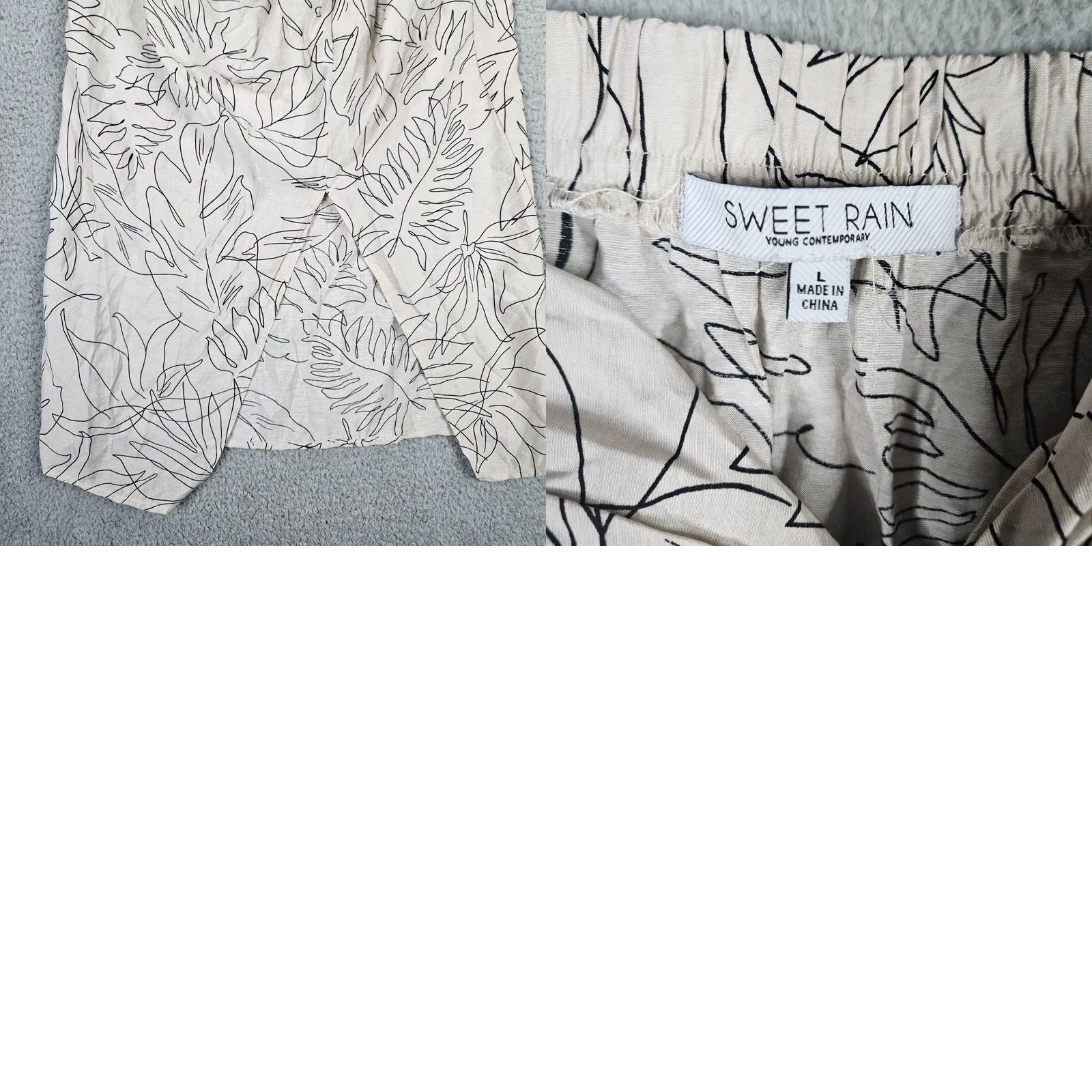 Rains Sweet Rain Skirt Midi A-Line Slit Beige Black Women L NEW Size 36" / US 14 / IT 50 - 8 Thumbnail