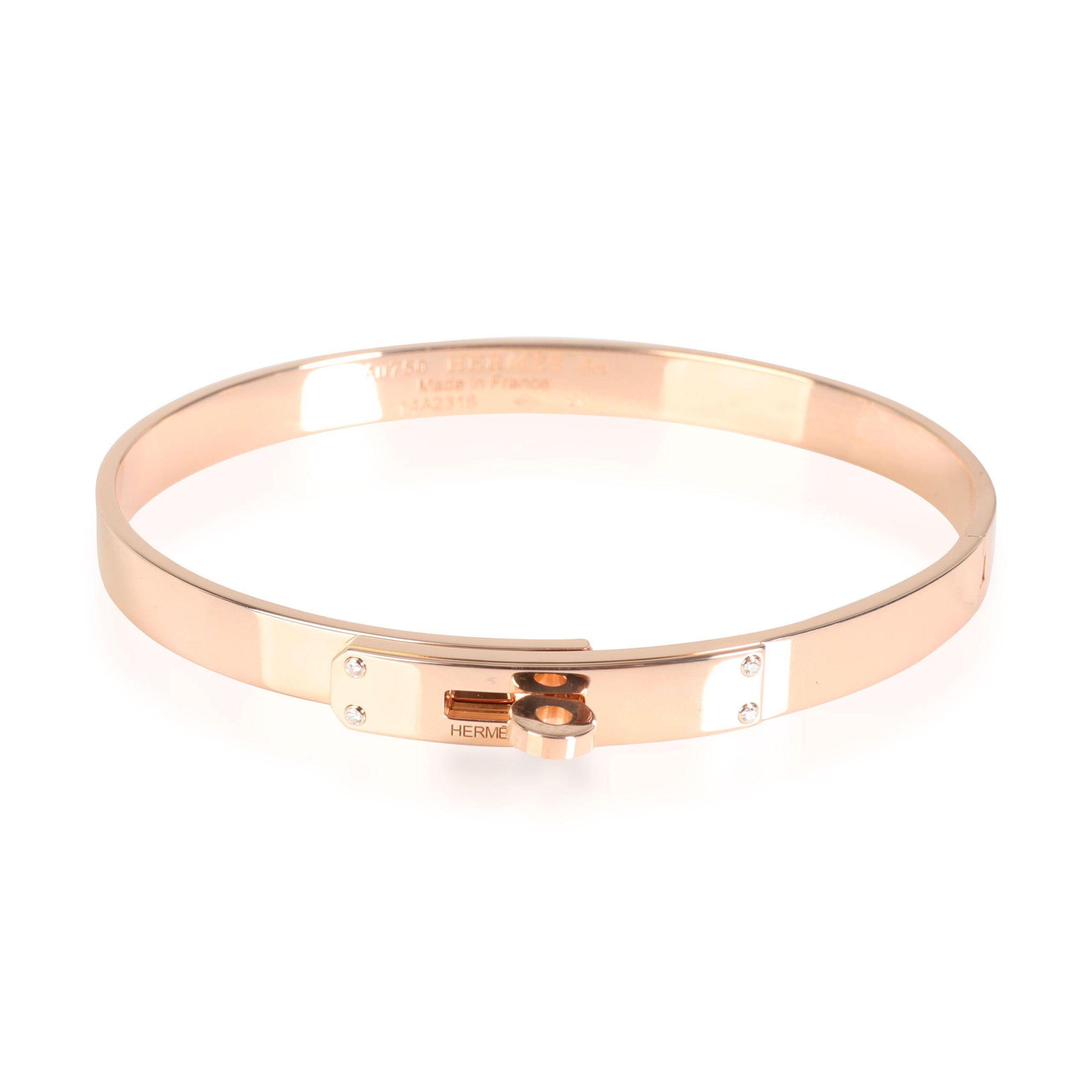 image of Hermes Kelly Diamond Bracelet In 18K Rose Gold 0.02 Ctw, Women's