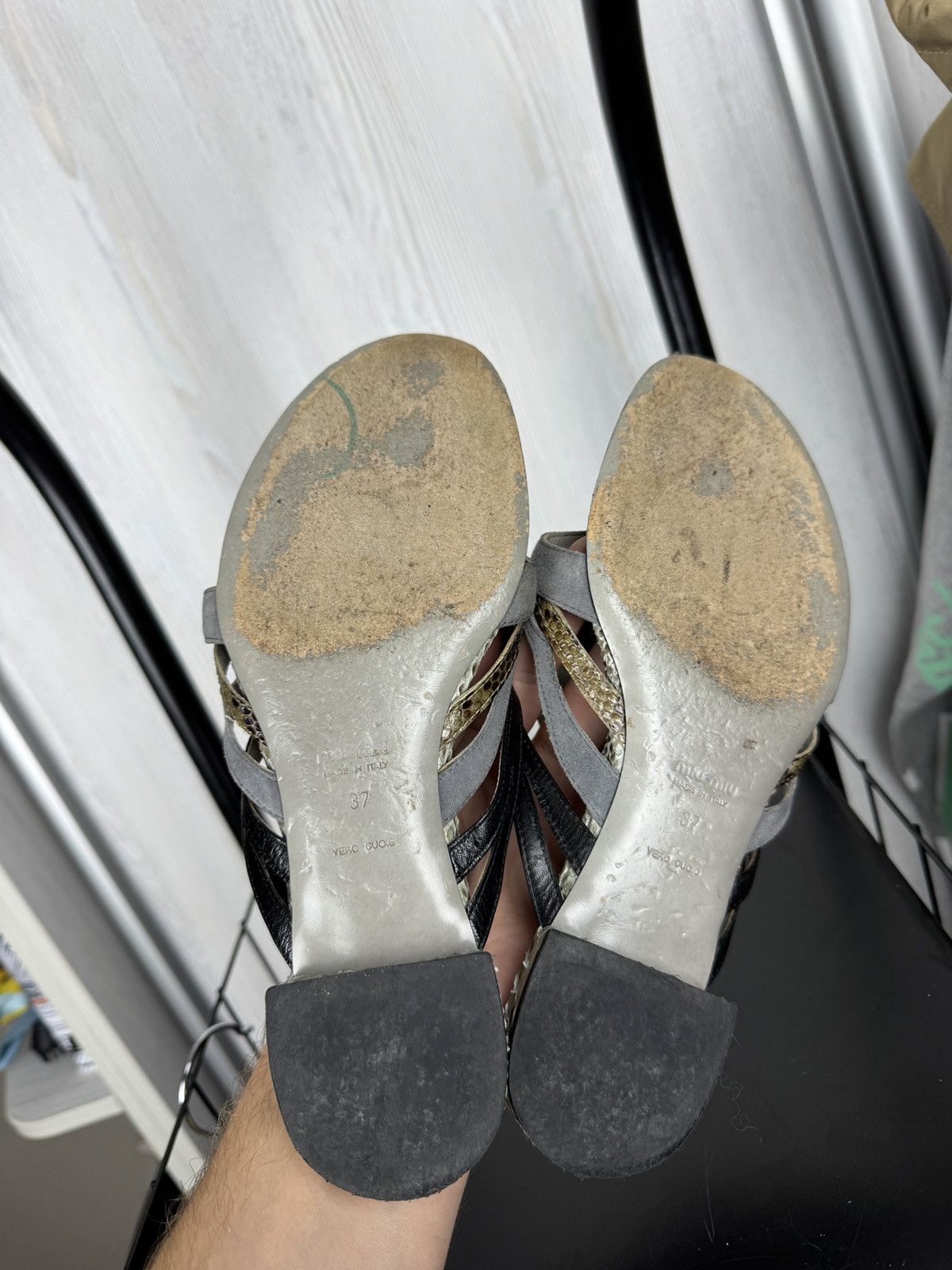 Miu Miu Miu Miu Lizard snake leather and suede sandals mules Sz 37 Size US 7 / IT 37 - 14 Thumbnail