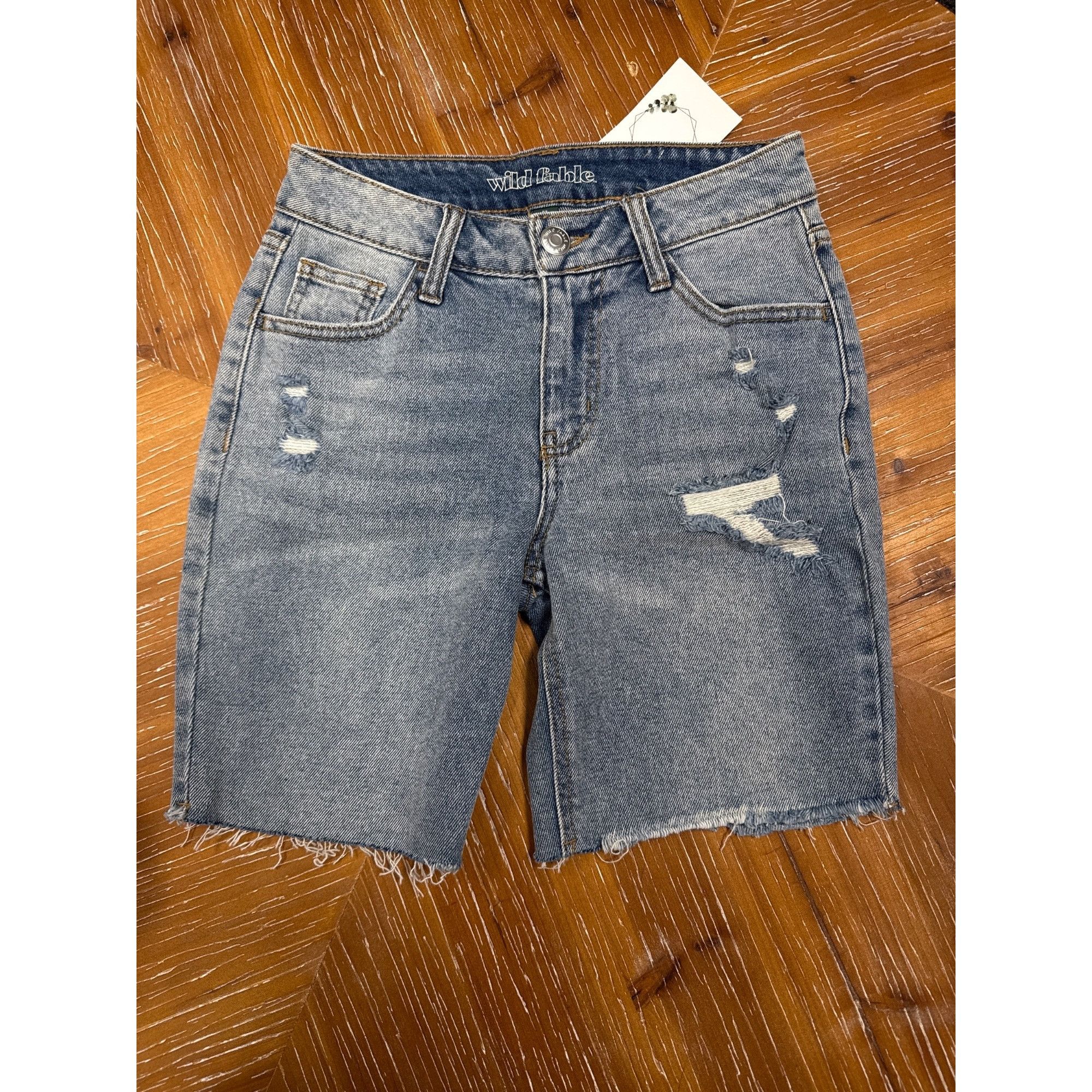 Other Wild Fable Womens Distressed Denim Bermuda Shorts With Raw H Size 24" / US 00 / IT 34 - 2 Thumbnail