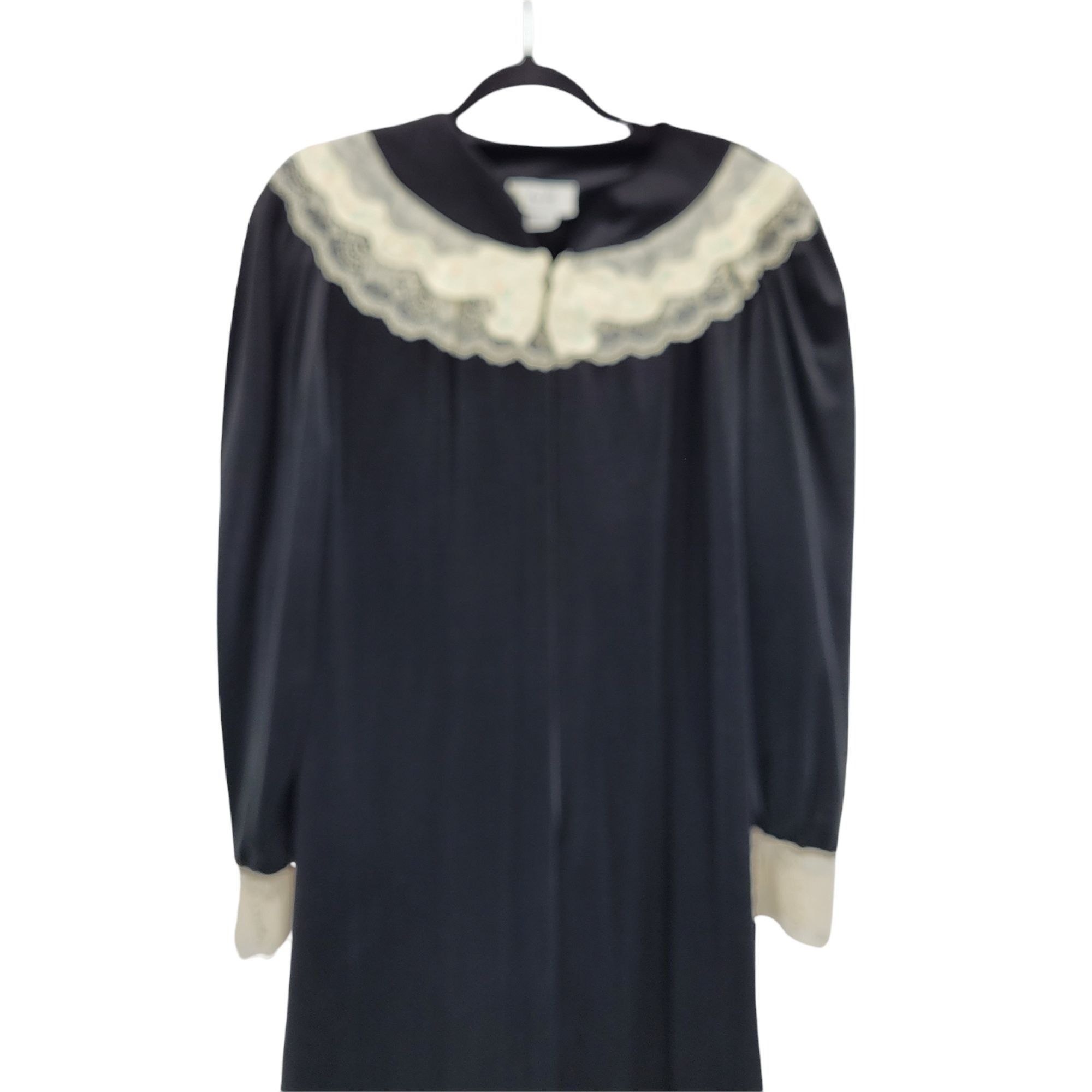 Vintage Vtg Velour Lace Embroidered Robe Housecoat Sz S Black Victor Size ONE SIZE - 6 Thumbnail