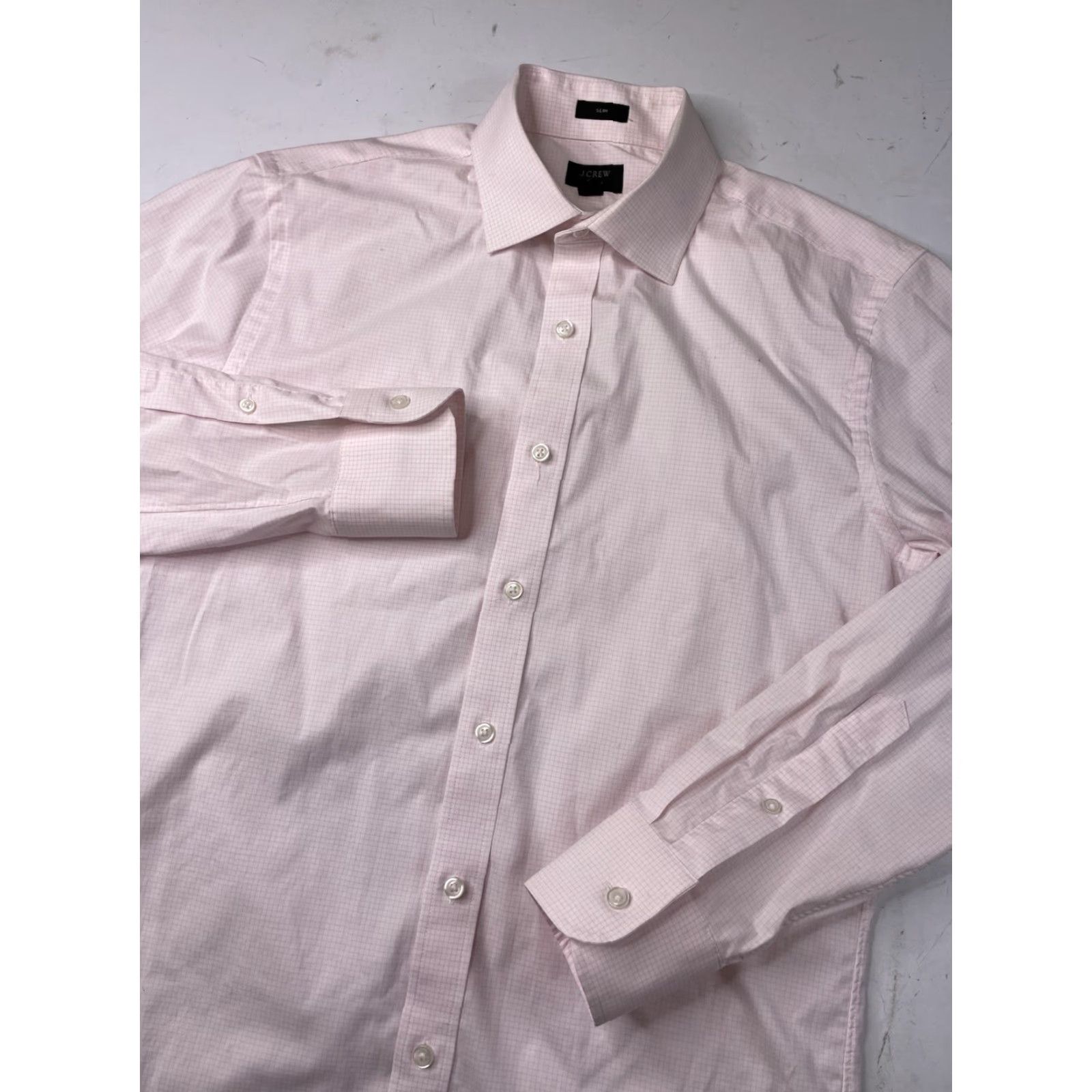 J.Crew J.Crew Ludlow Dress Shirt Mens 15 32 Slim Fit Long Sleeve Button-Down Pink White Multicolor Check Modern Regular Men Size 40R - 2 Thumbnail