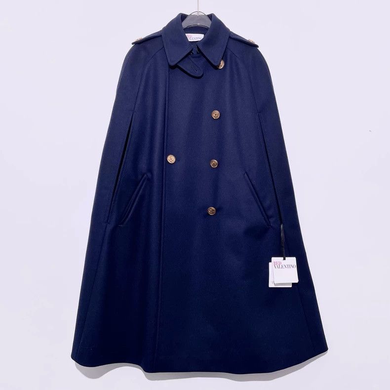 Valentino Valentino Navy blue double-breasted cape coat Size XS / US 0-2 / IT 36-38 - 1 Thumbnail